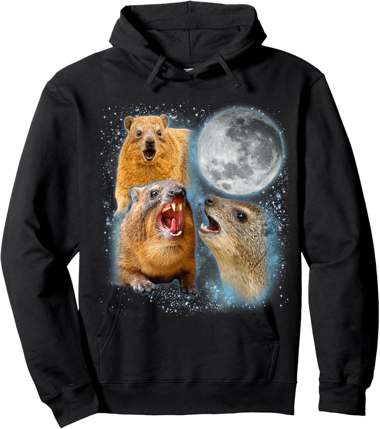 Hyrax Lover Galaxy Moon Wild Animal Wildlife Zoologist Hoodie - Hoodie | Black