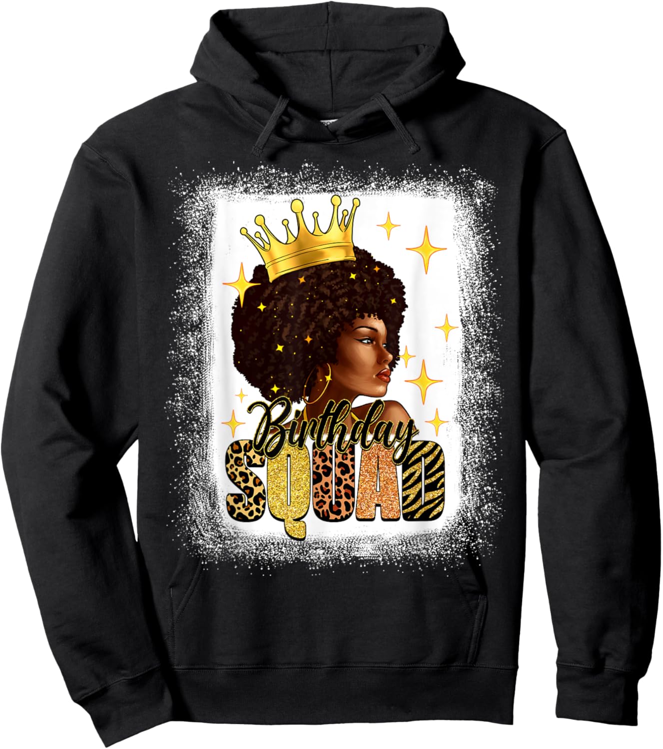 Afro Melanin Woman Bleached African American Birthday Squad Hoodie - Hoodie | Black