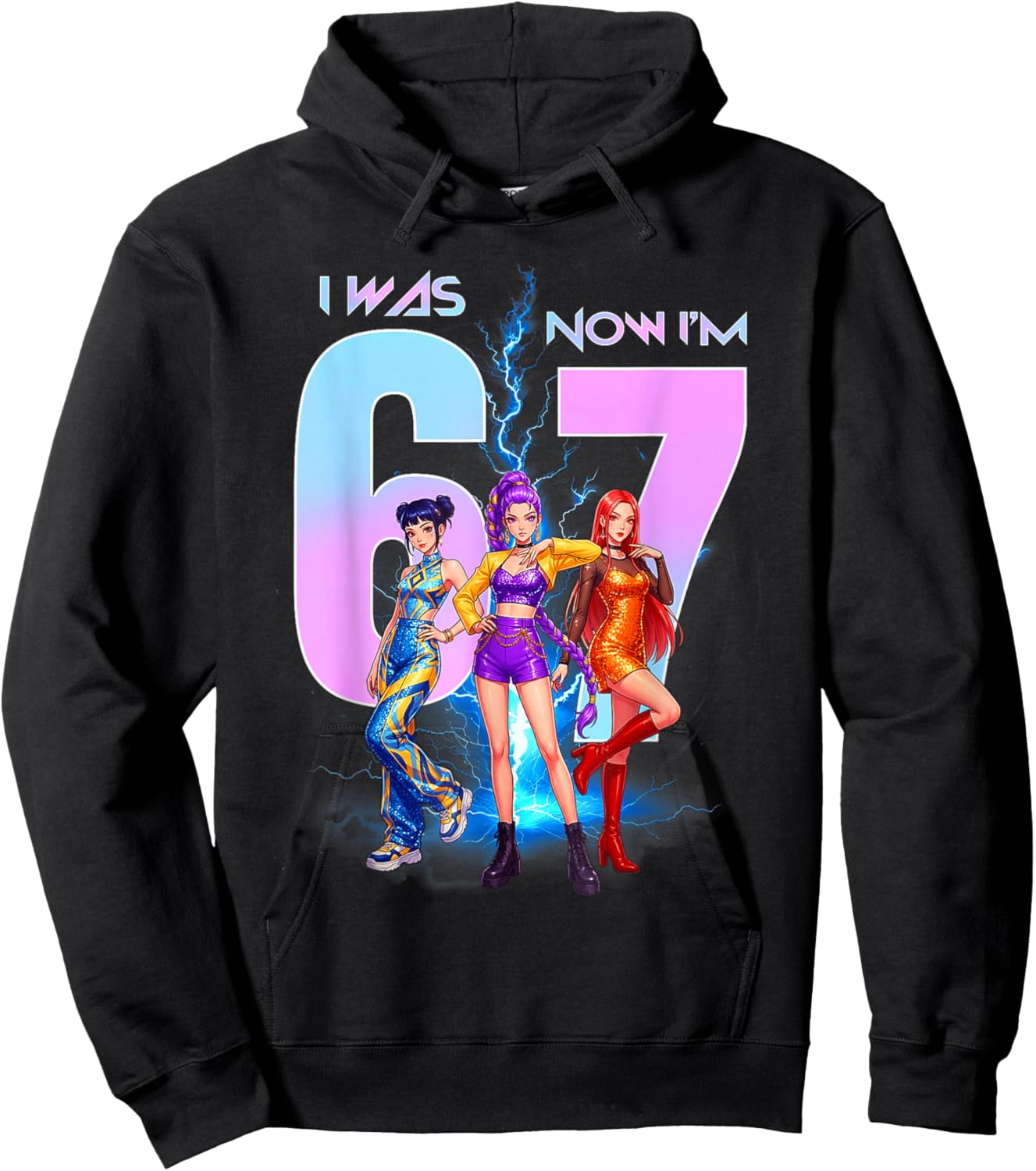 7th Birthday K-pop Girls I was 6 Now Im 7 Birthday 6 7 Meme Hoodie - Hoodie | Black