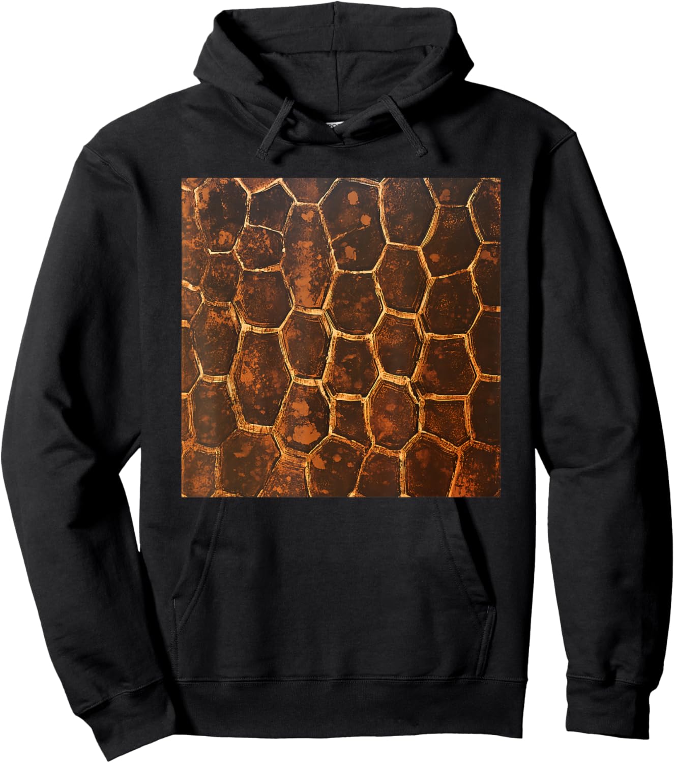 Turtle Shell Pattern Print Hoodie - Hoodie | Black