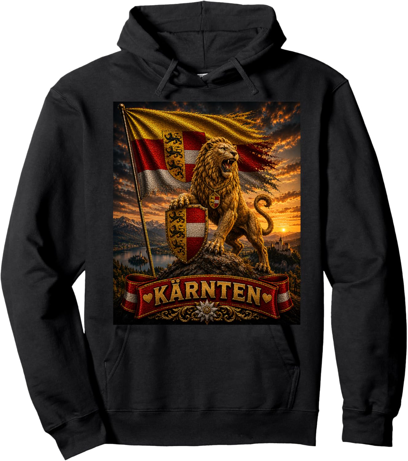 Kärnten Wappen Löwe Kärntner Flagge Herren & Damen Premium Hoodie - Hoodie | Black