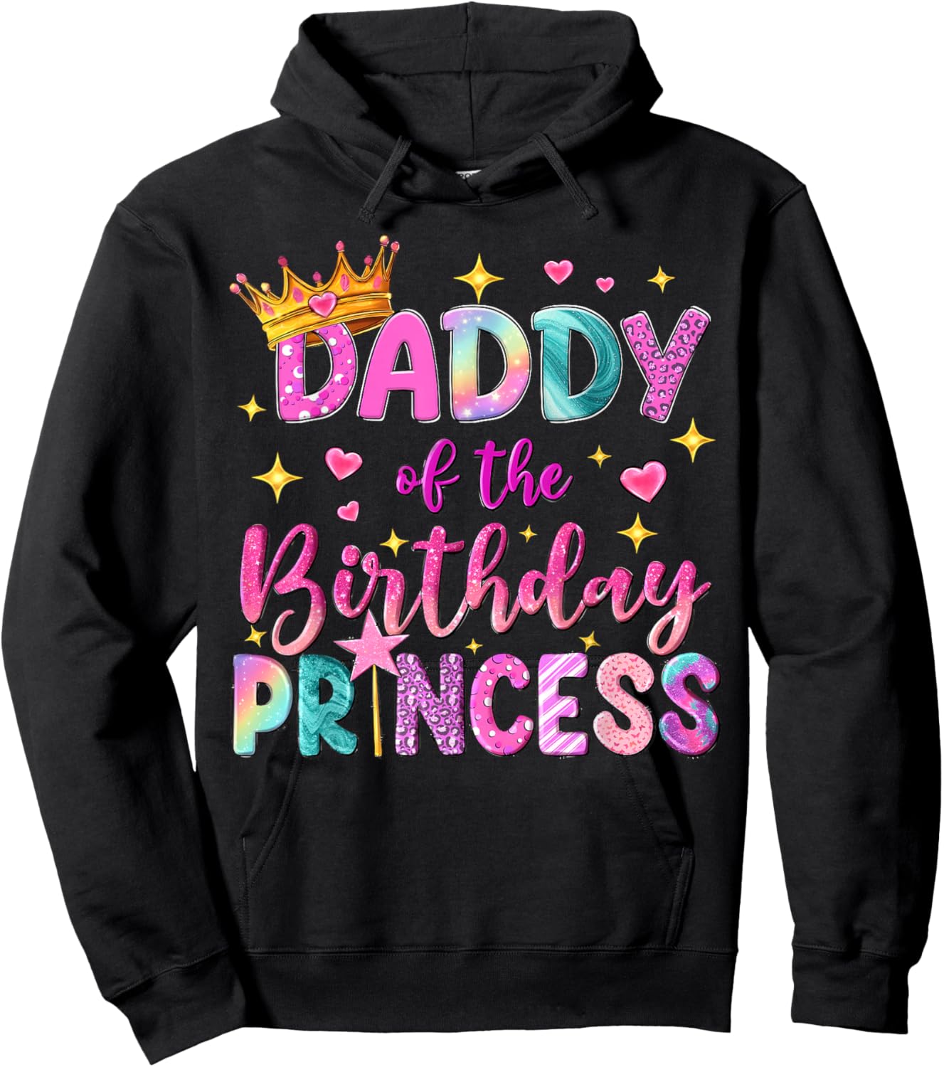 Daddy of The Birthday Princess Girl Party Matching Family Hoodie - Hoodie | Black