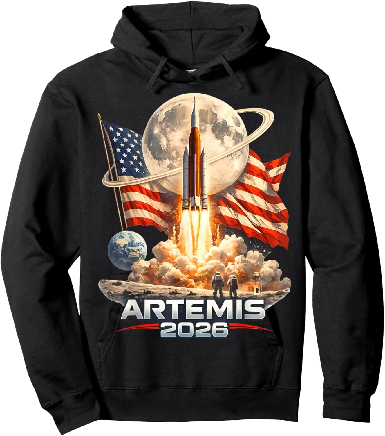 Artemis II Launch to The Moon 2026 Hoodie - Hoodie | Black