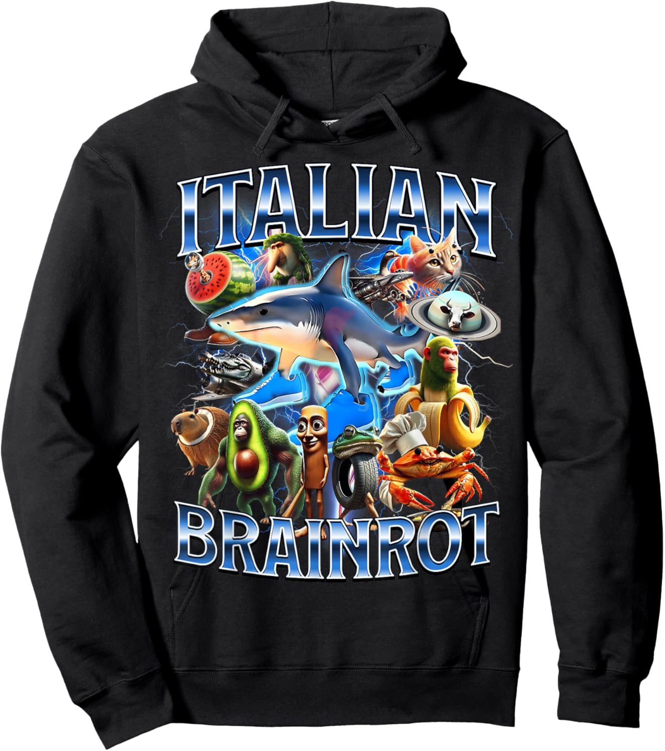 Italian BRAINROT Funny Italian Brain Lot Meme Character Hoodie - Hoodie | Black