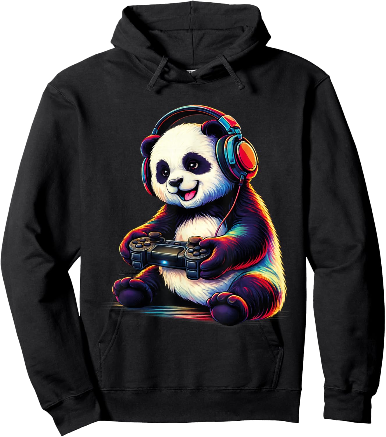 Panda Playing Video Games Funny Gamer Gaming Boys Men Kids Hoodie - Hoodie | Black