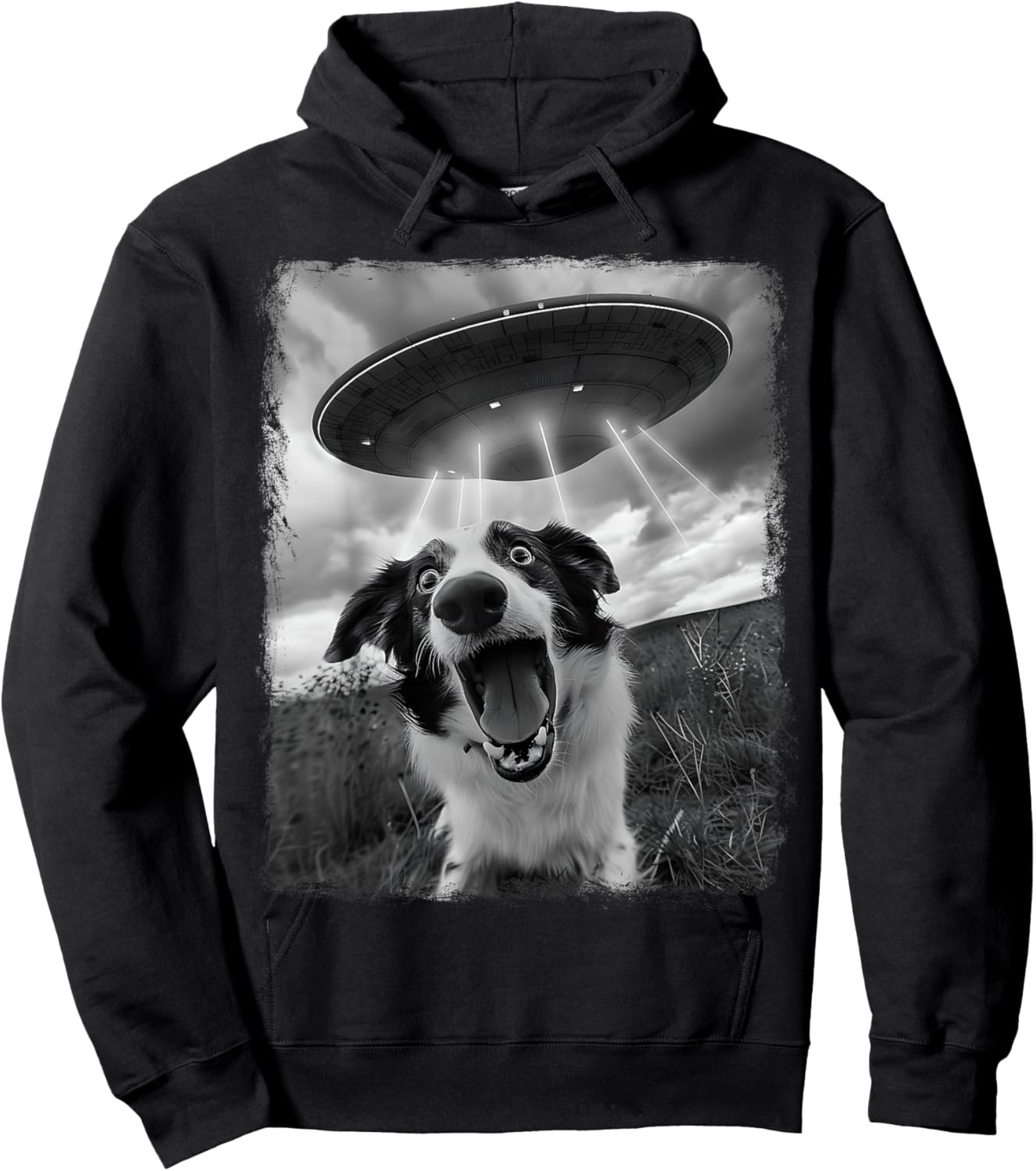 Australian Shepherd Dog UFO Alien Extraterrestrial Selfie Hoodie - Hoodie | Black