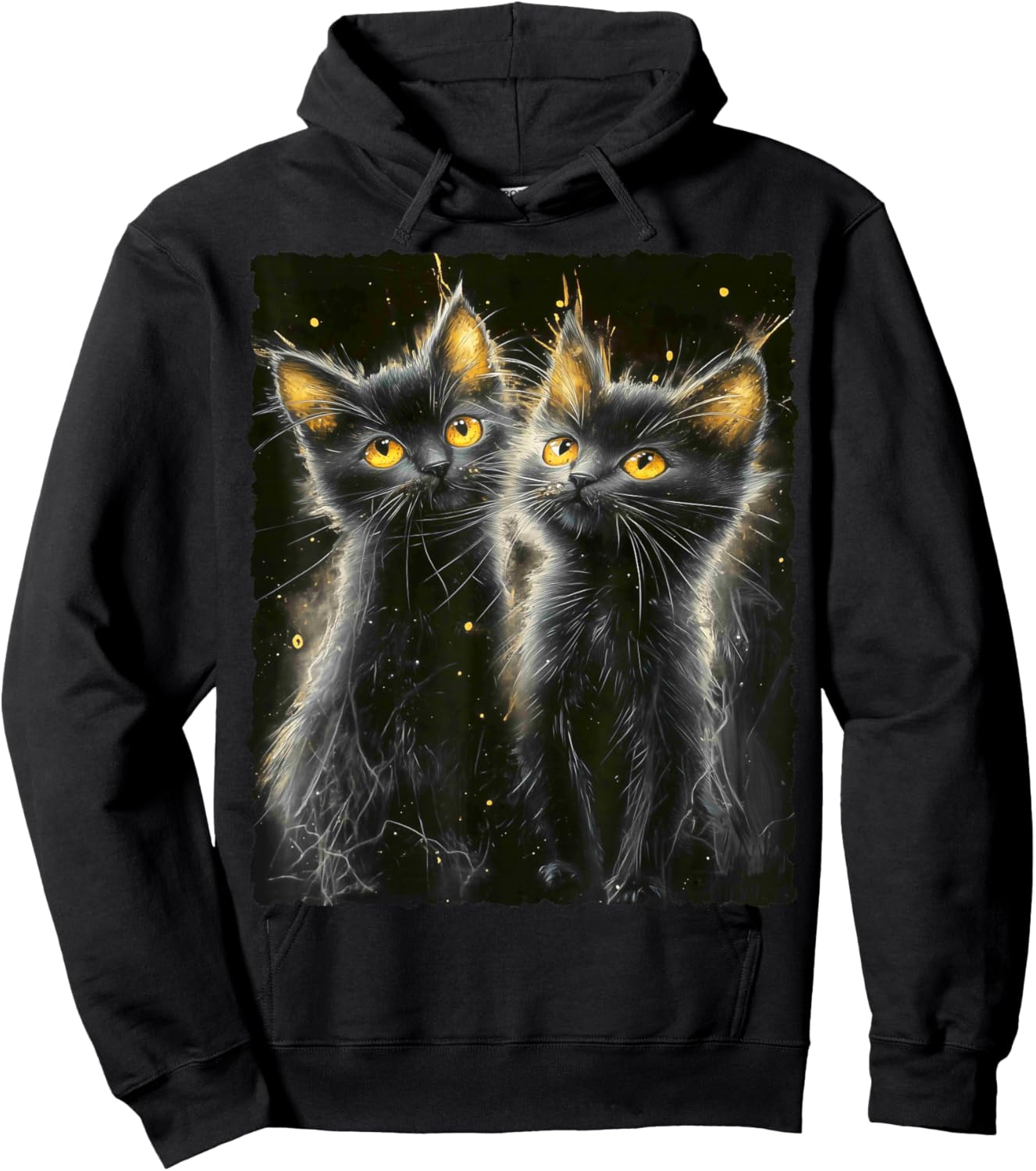 Cute Magical Cat Kitten Fantasy Art Design Hoodie - Hoodie | Black