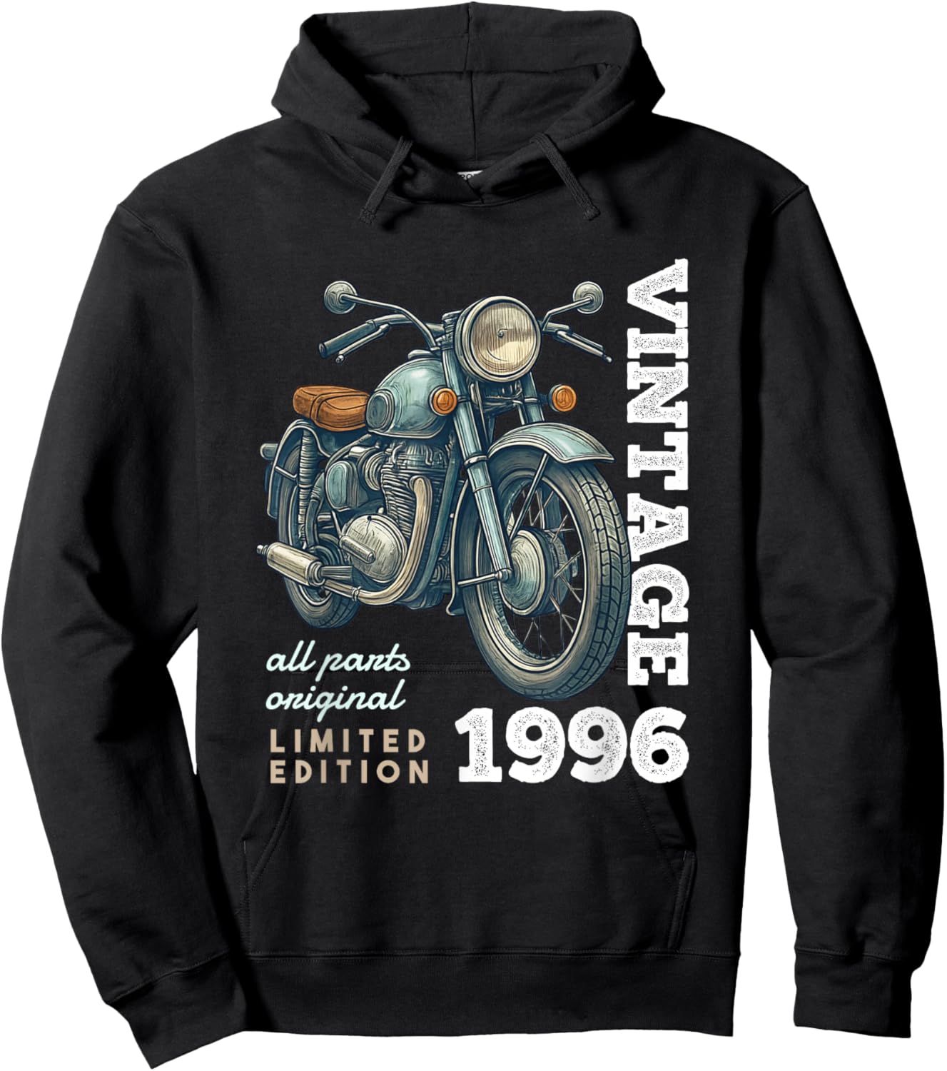 Vintage 1996 30 Years Vintage Motorcycle 30th Birthday Hoodie - Hoodie | Black
