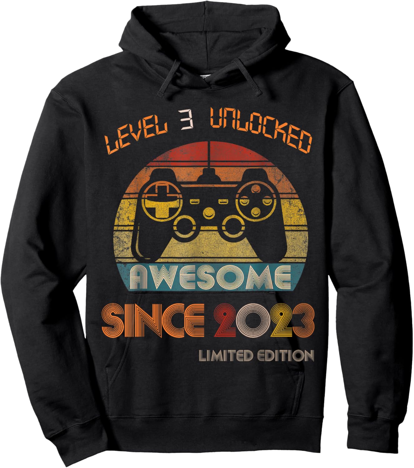 Level 3 Unlocked Awesome Since 2023 3rd Birthday Gaming Hoodie - Hoodie | Black