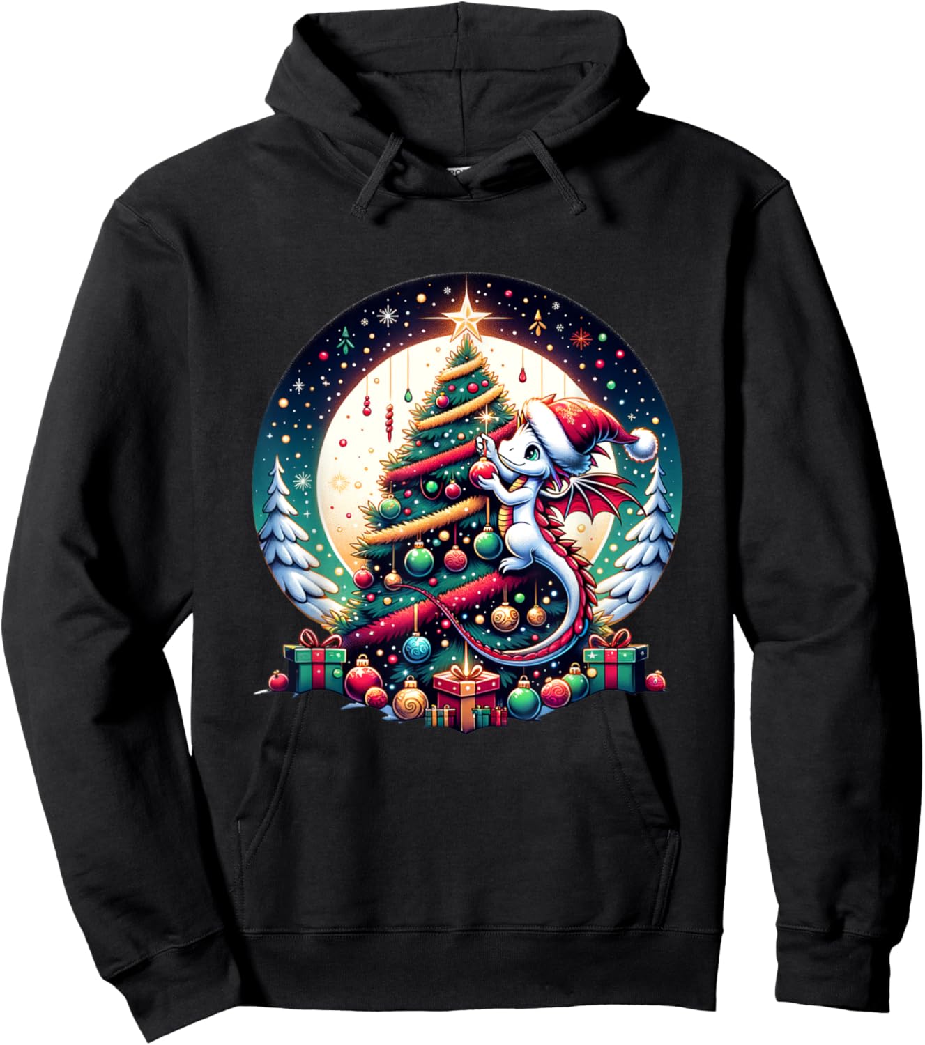 Christmas Dragon Decorates Christmas Tree - Merry Christmas Hoodie - Hoodie | Black