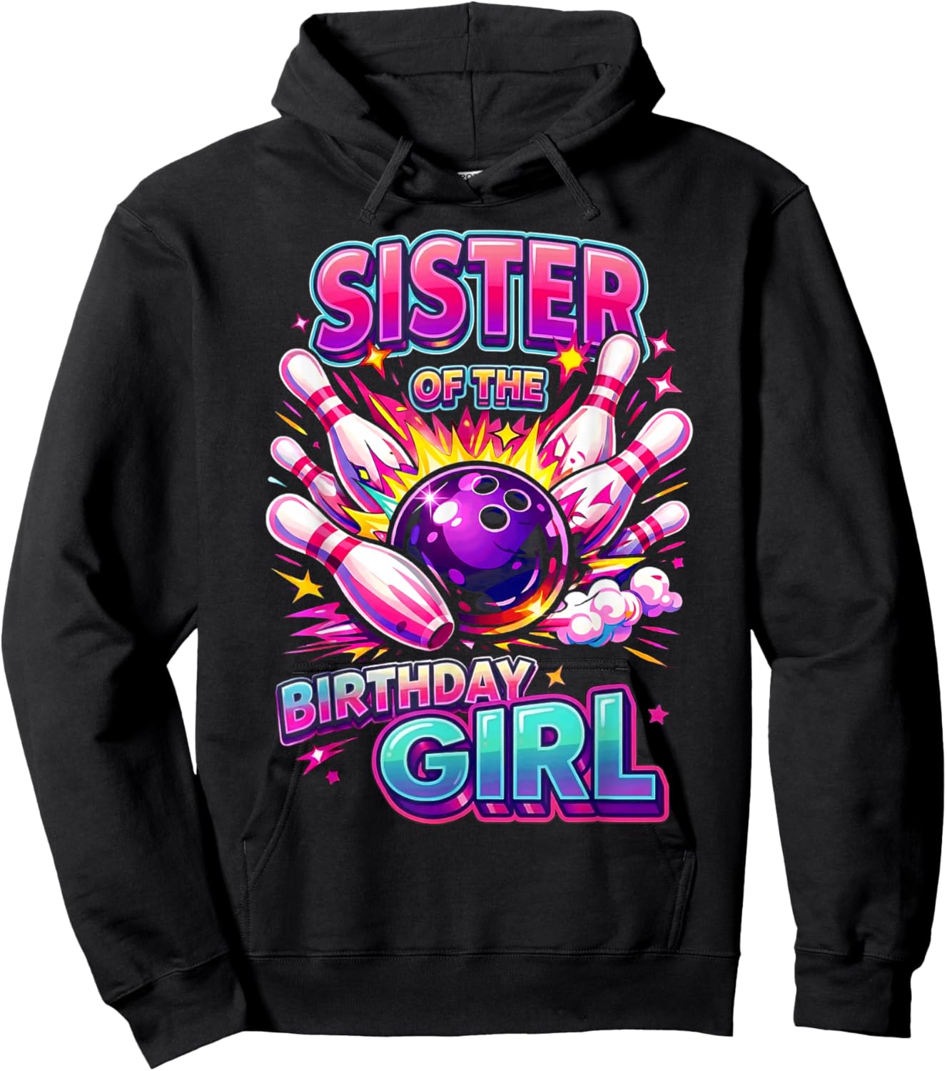 Sister of the Birthday Girl Bowling Birthday Party Supplies Hoodie - Hoodie | Black