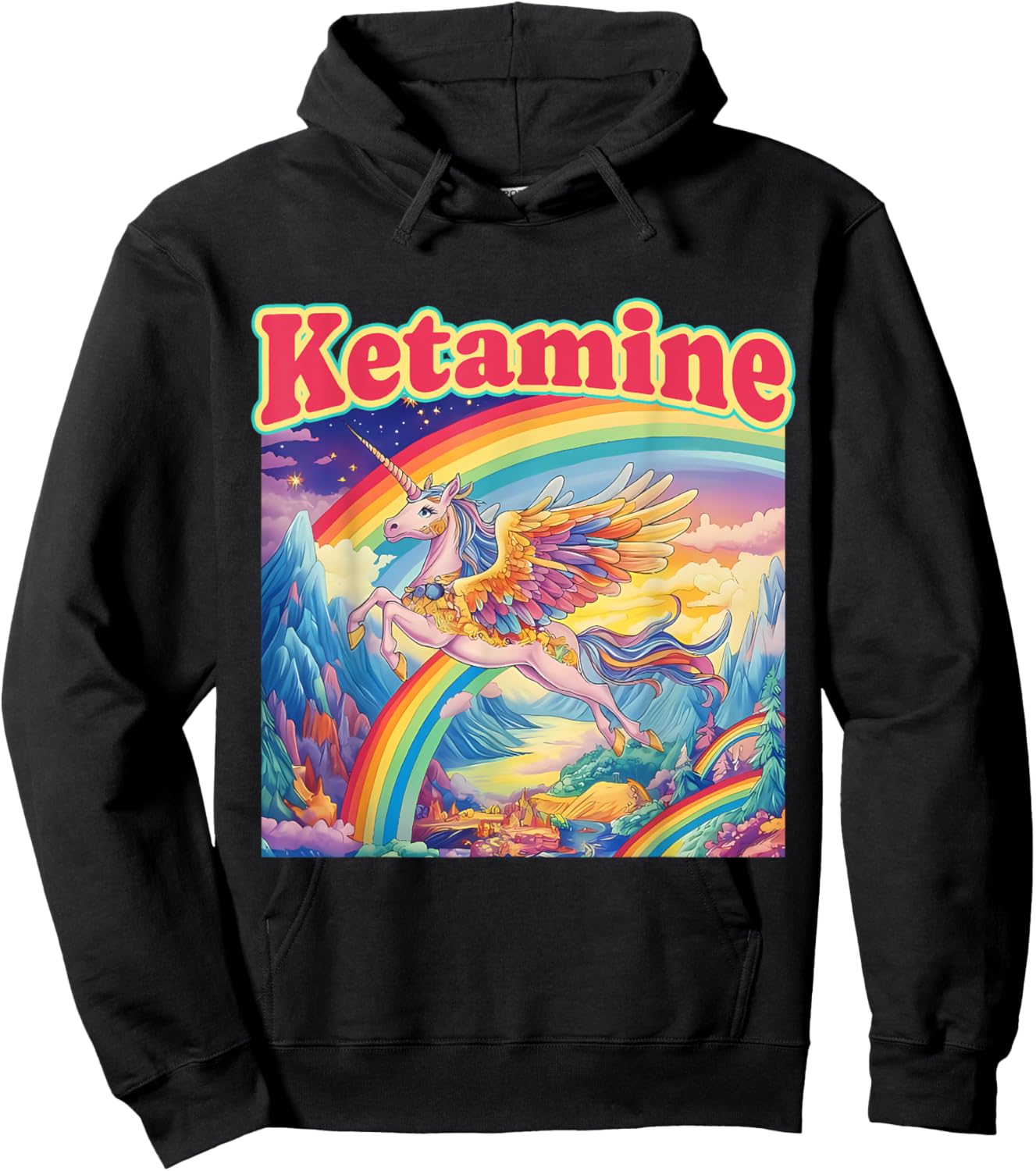 Funny Ketamine Horse Unicorn Emergency Rainbow Hoodie - Hoodie | Black