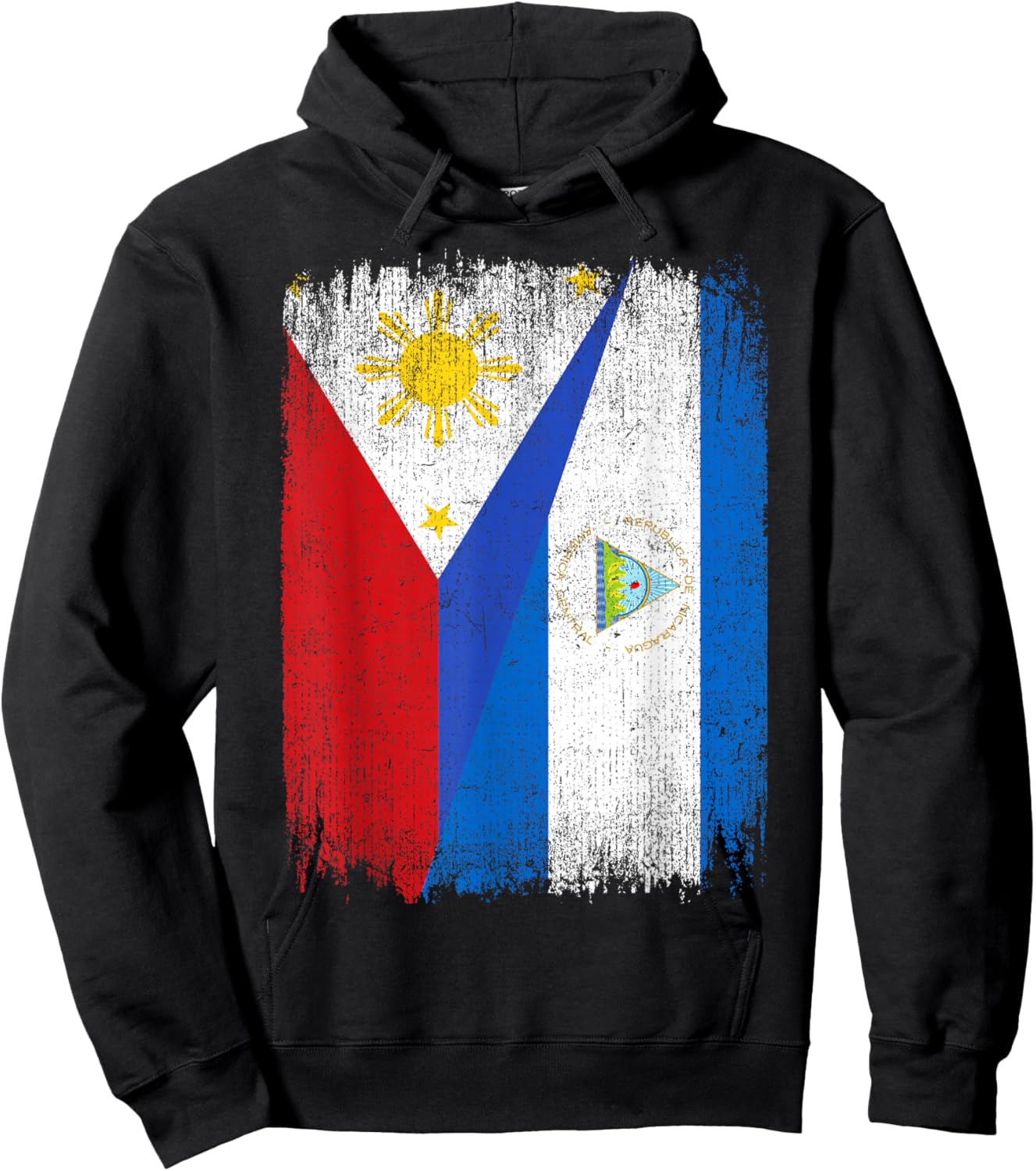 Half Philippines Nicaragua Flag Filipino Nicaraguan Roots Hoodie - Hoodie | Black