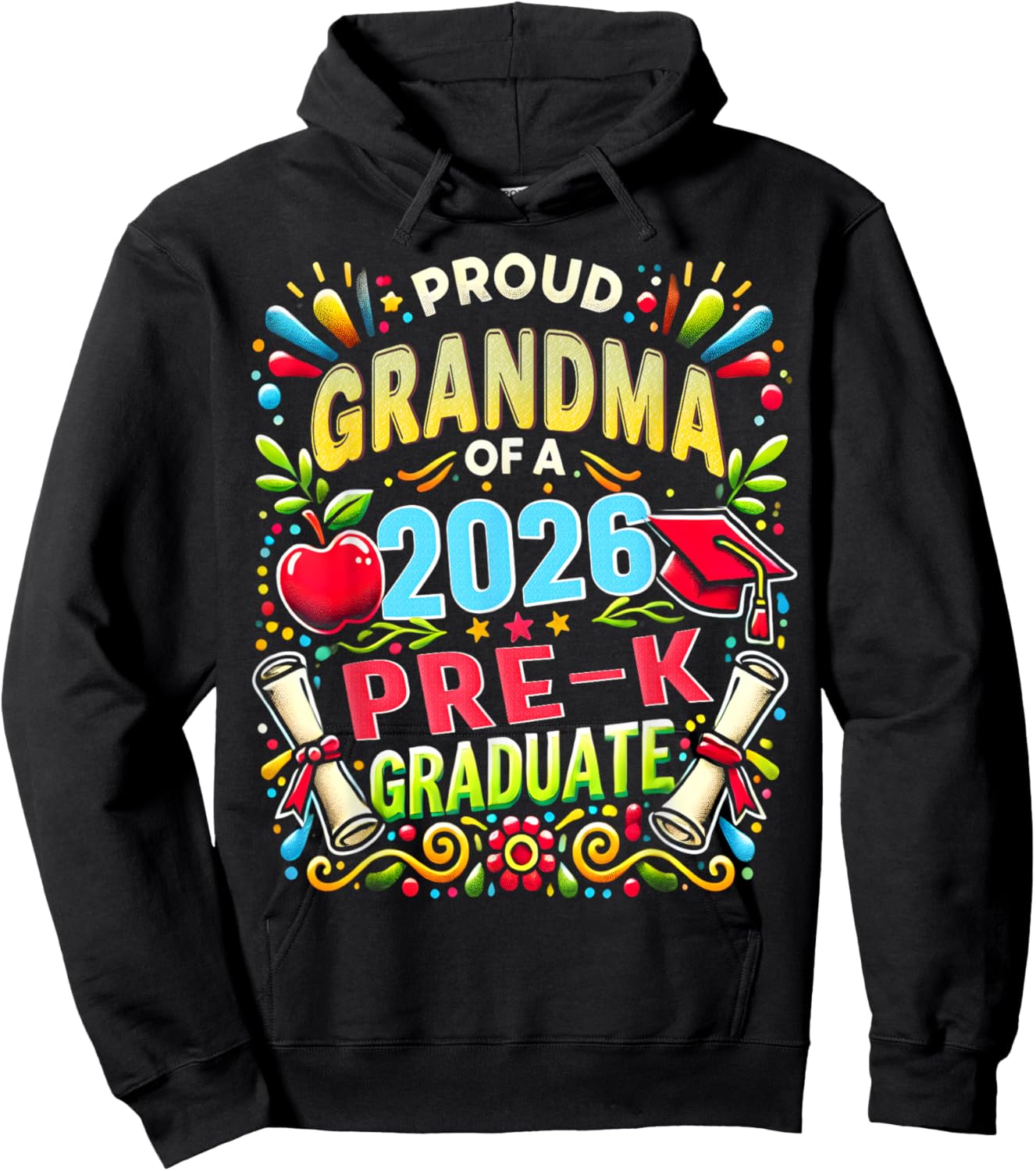 Proud Grandma of 2026 Pre-K Graduate Mothers Day Graduation Hoodie - Hoodie | Black