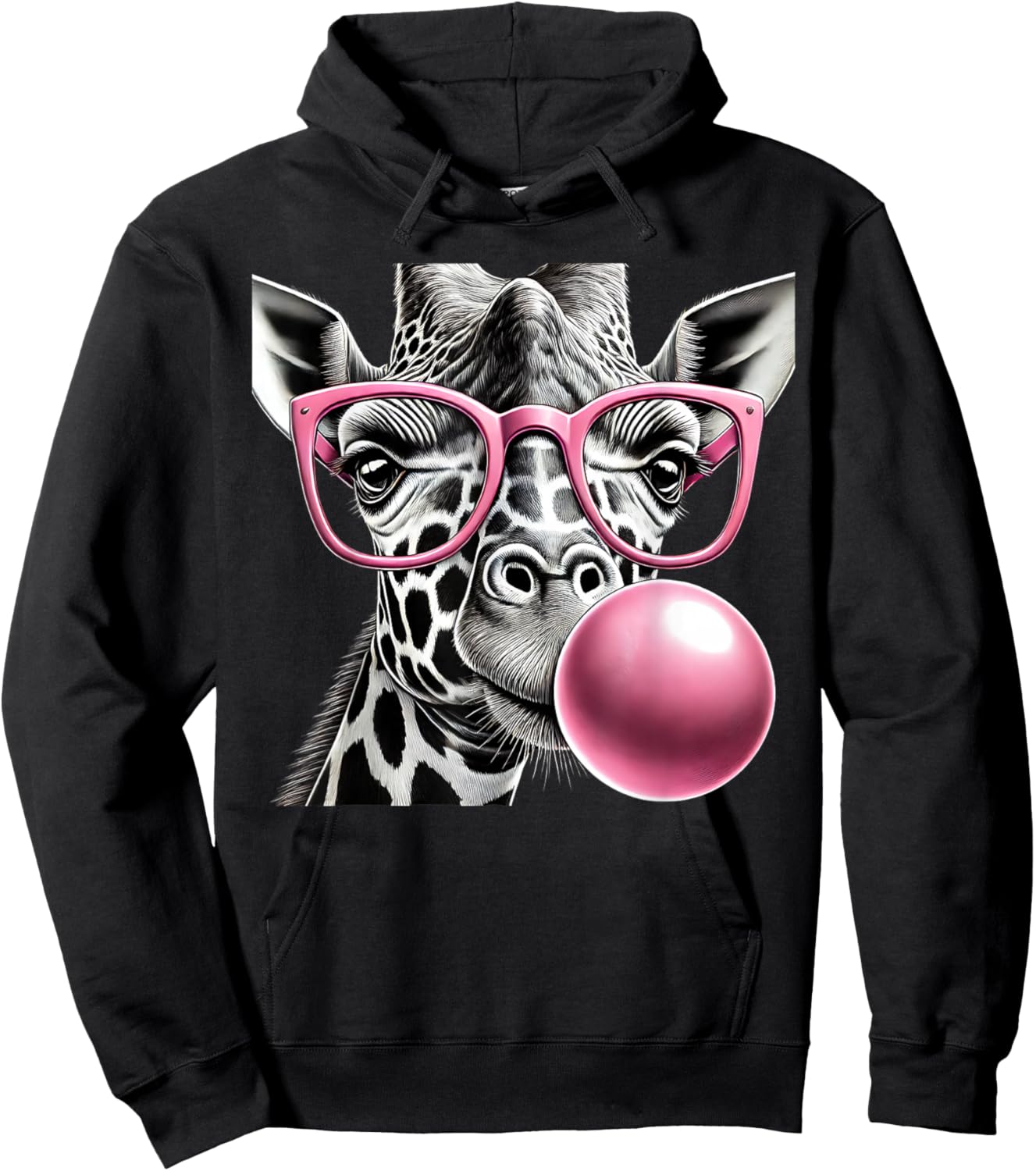 Giraffe Women Giraffe Face with Sunglasses Wild Animal Cute Hoodie - Hoodie | Black