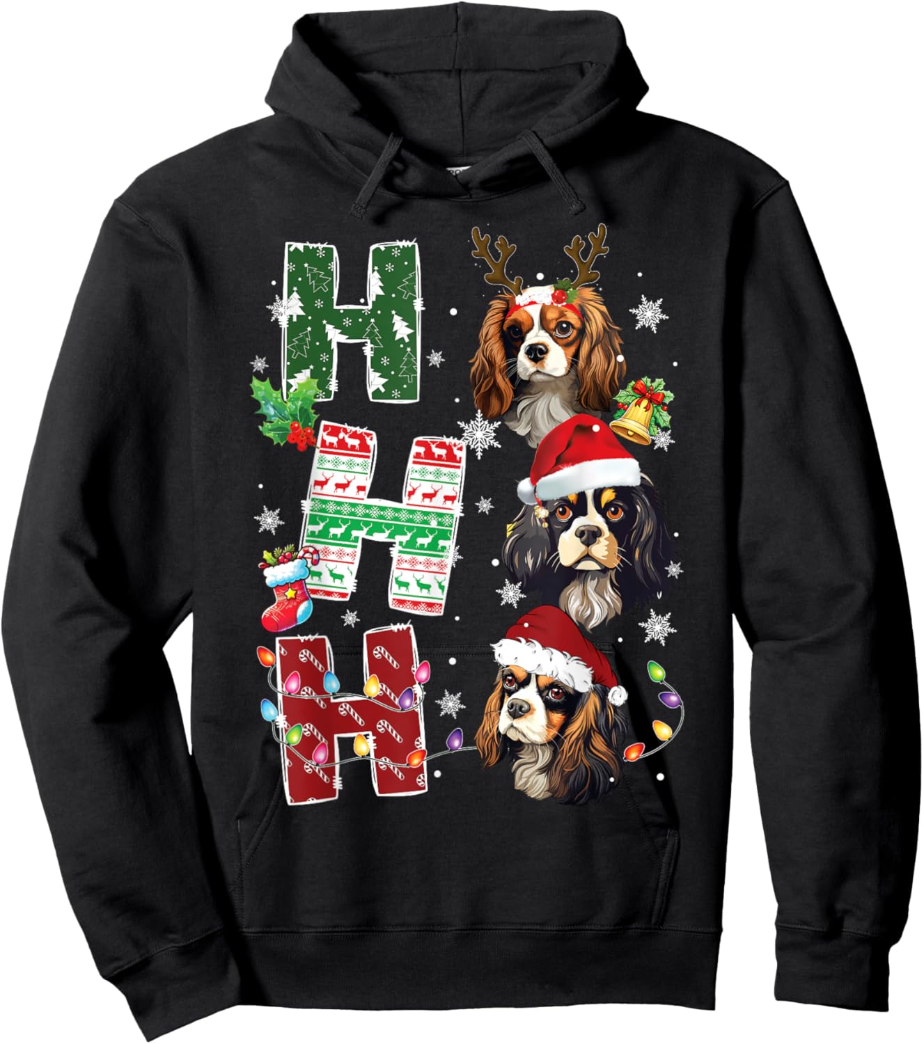 Ho Ho Ho Cavalier King Charles Spaniel Christmas Dog Costume Hoodie - Hoodie | Black