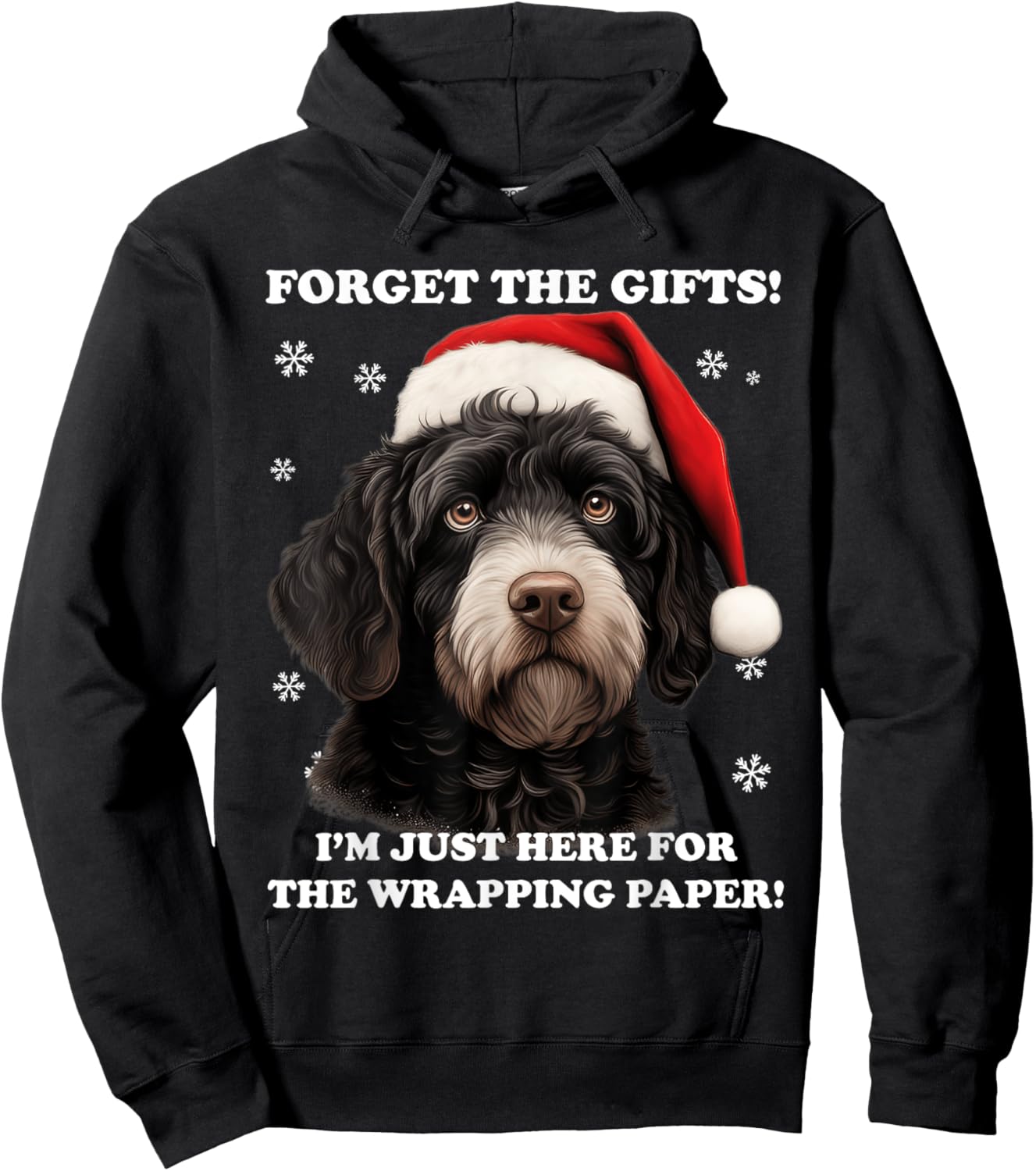 Portuguese water dog with Christmas hat Funny dog Christmas Hoodie - Hoodie | Black