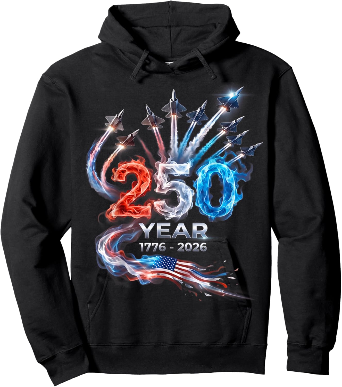 250th Anniversary USA Patriotic 250 Years American 4th July Hoodie - Hoodie | Black