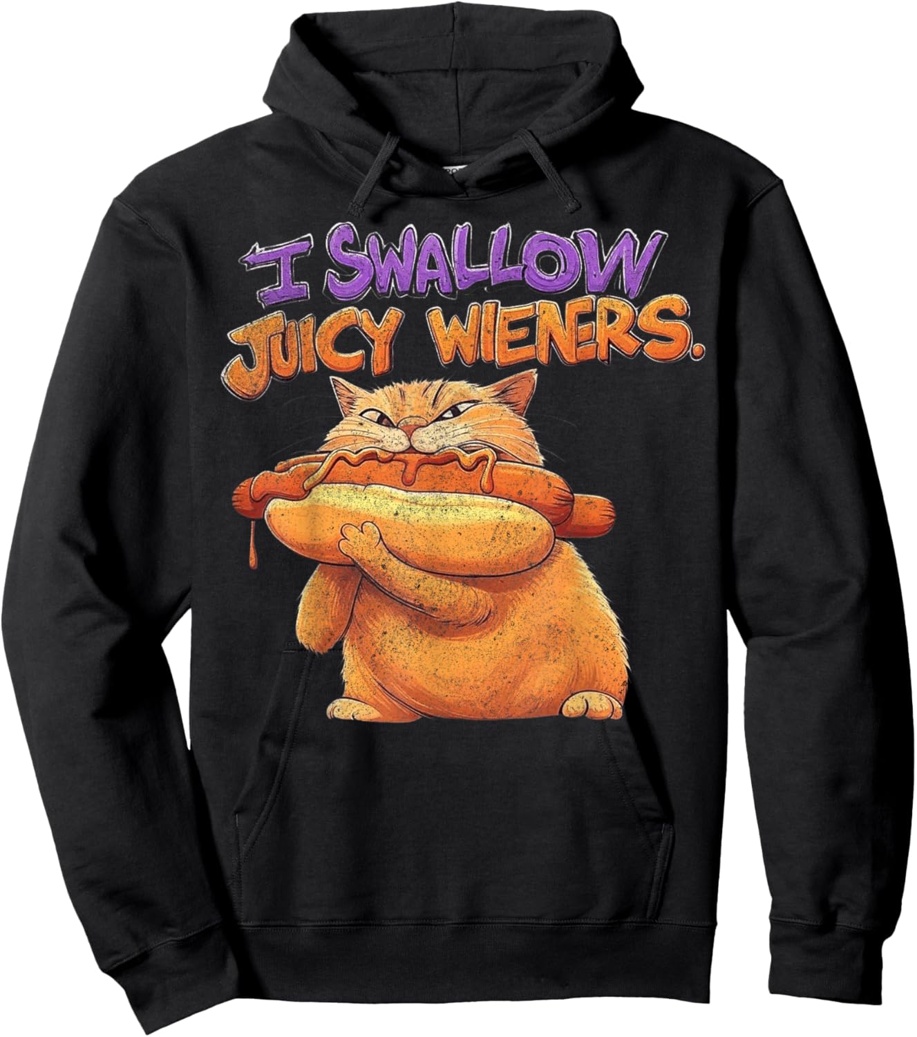 I Swallow Juicy Wiener Funny Embarrassing Adult Humor Women Hoodie - Hoodie | Black