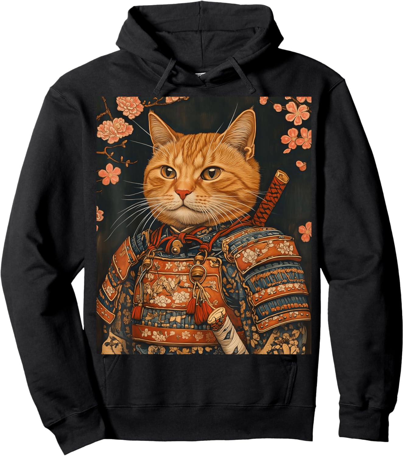 Japanese Art Cat Samurai Hoodie - Hoodie | Black
