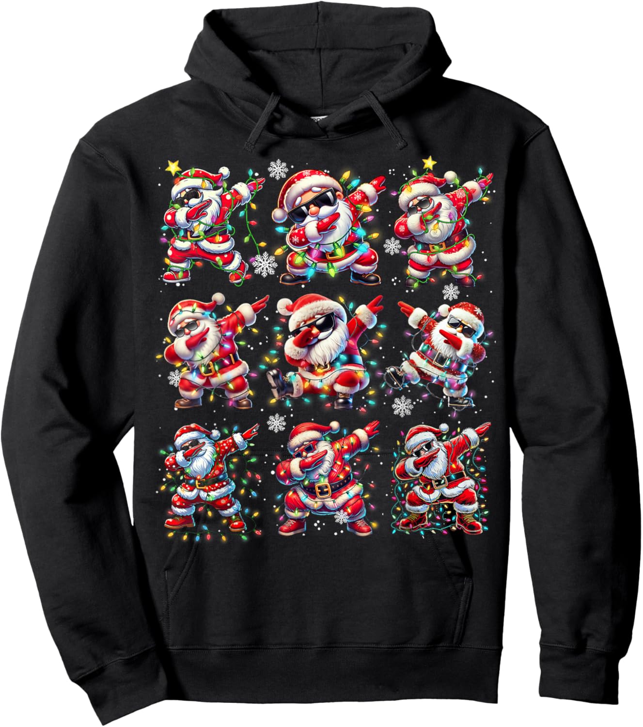 Cute Santa Christmas Dabbing Dance Boys Men Kids Xmas Lights Hoodie - Hoodie | Black