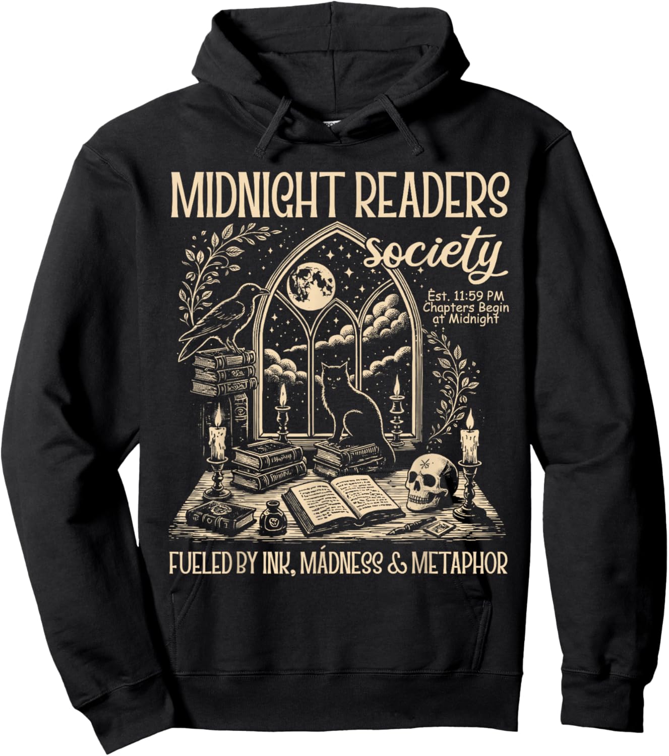 Dark Romance Book Lover Midnight Reading Readers Society Hoodie - Hoodie | Black