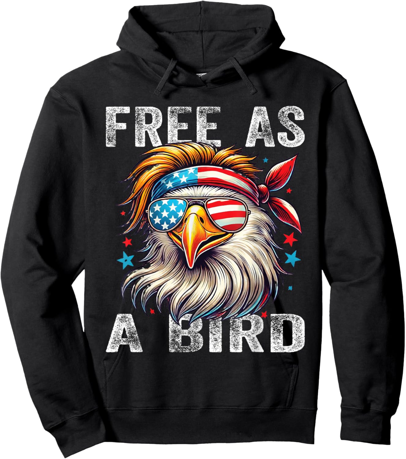 Free As Bird 4th Of July Patriotic Eagle Kids Boys Girls Hoodie - Hoodie | Black