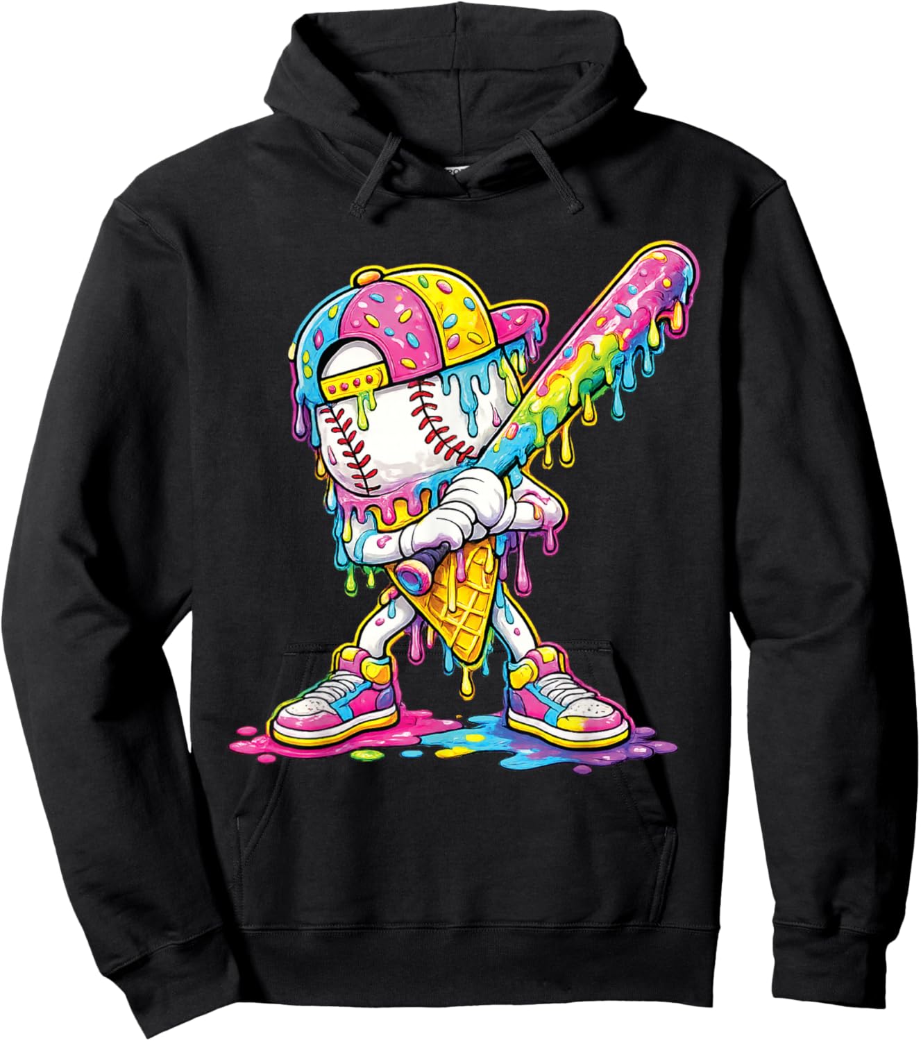 Baseball Drip Ice Cream Apparel Youth Drip Baseball Boys Kid Hoodie - Hoodie | Black
