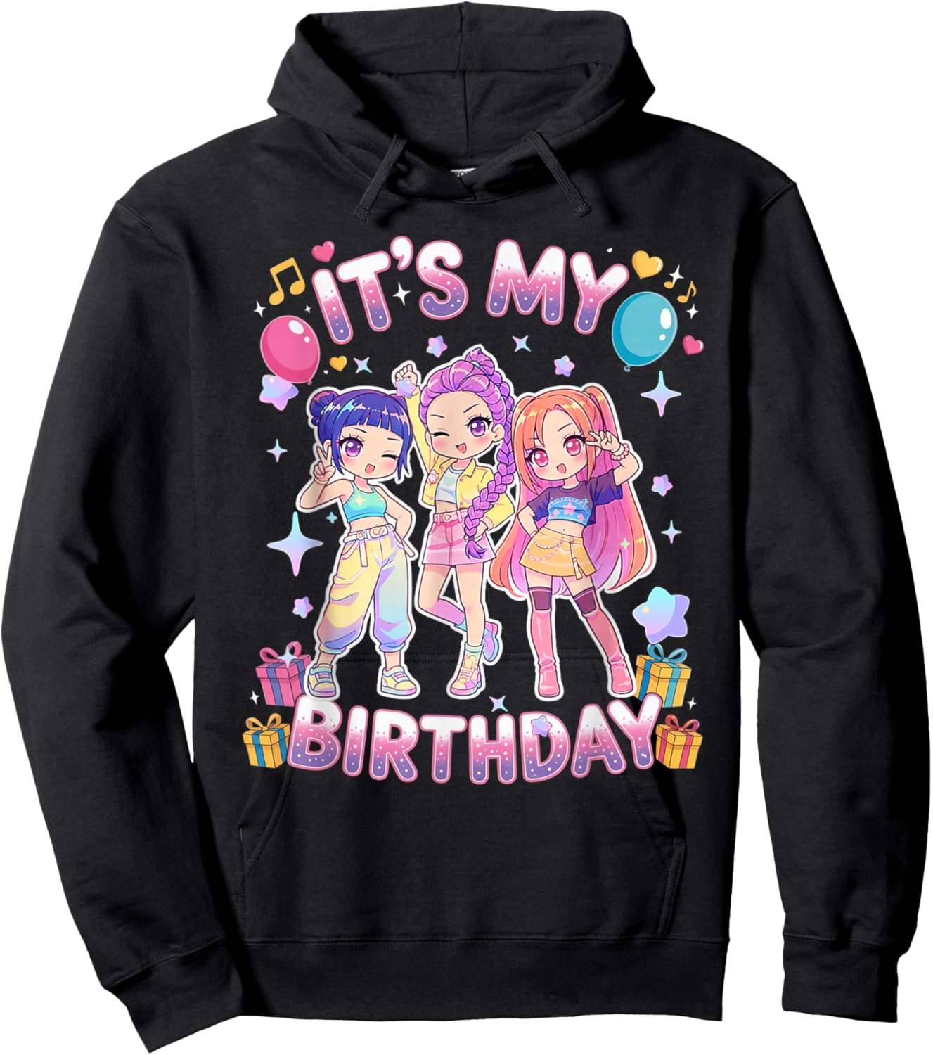 It's My Birthday Cute Chibi Kpop Funny Birthday Girl Korean Hoodie - Hoodie | Black
