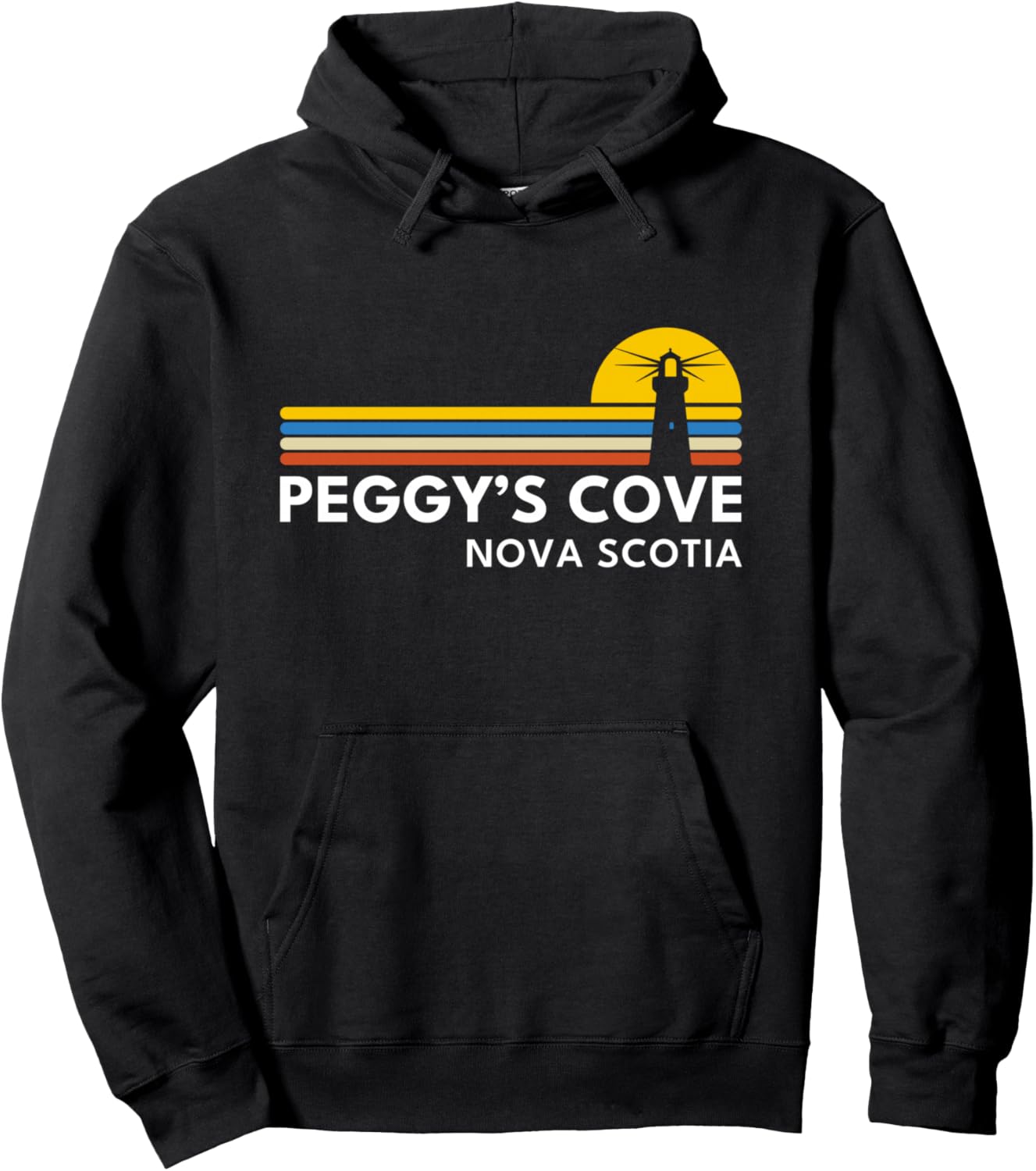 Peggy's Cove Nova Scotia Lighthouse Vintage Retro Souvenirs Hoodie - Hoodie | Black