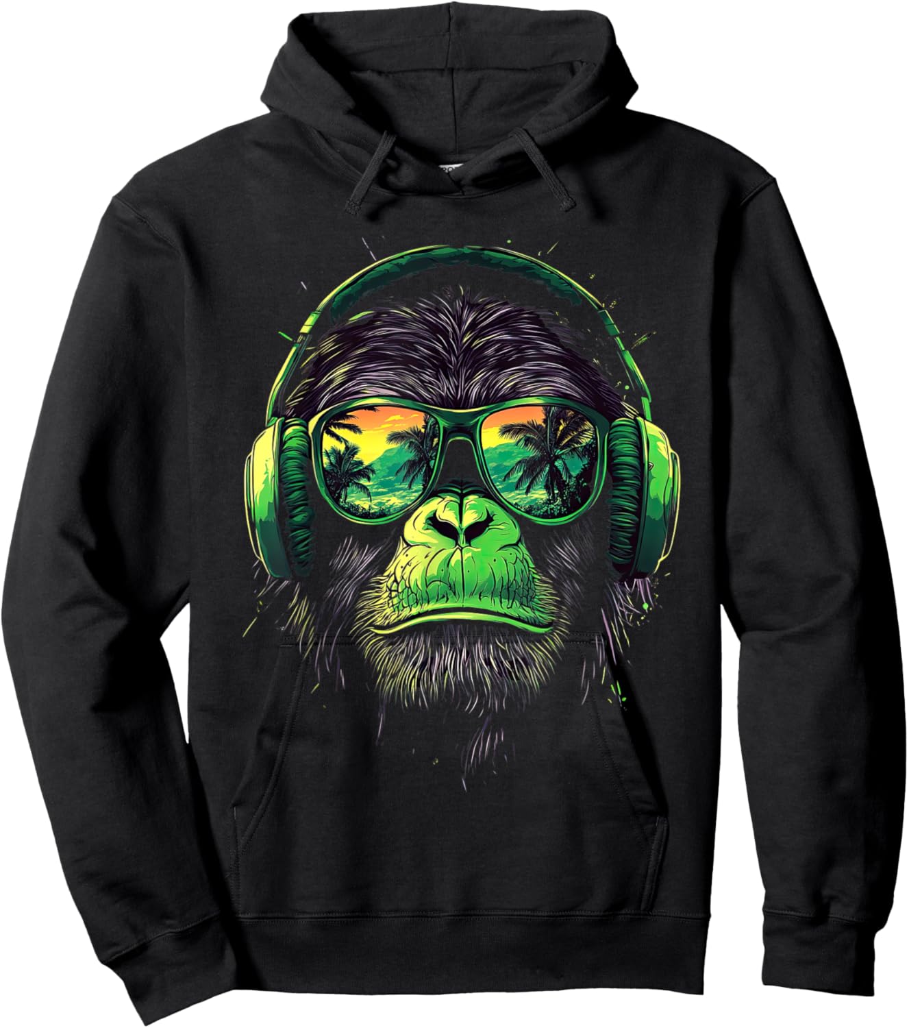 Funny Monkey with sunglasses cool Graffiti Urban art street Hoodie - Hoodie | Black