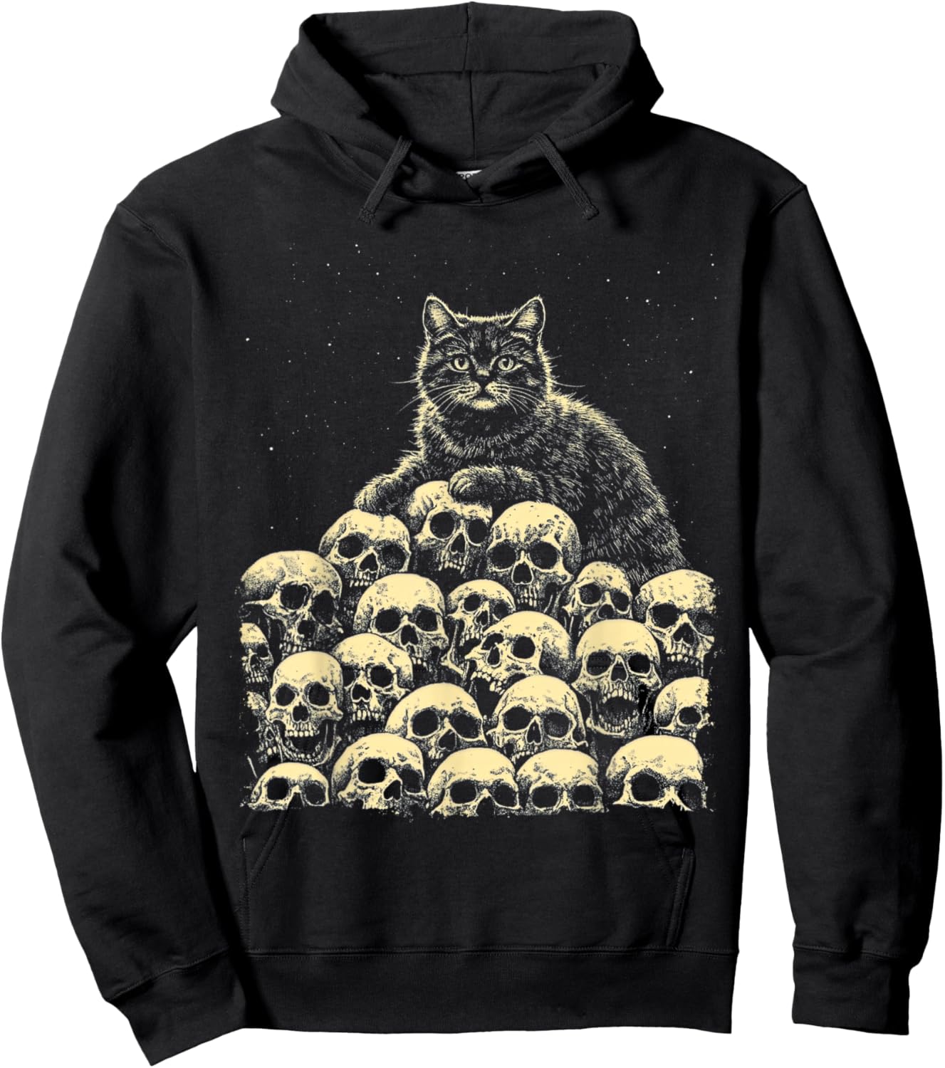 Women's Occult Witchy Dark Academia Gothic Skeleton Cat Goth Hoodie - Hoodie | Black