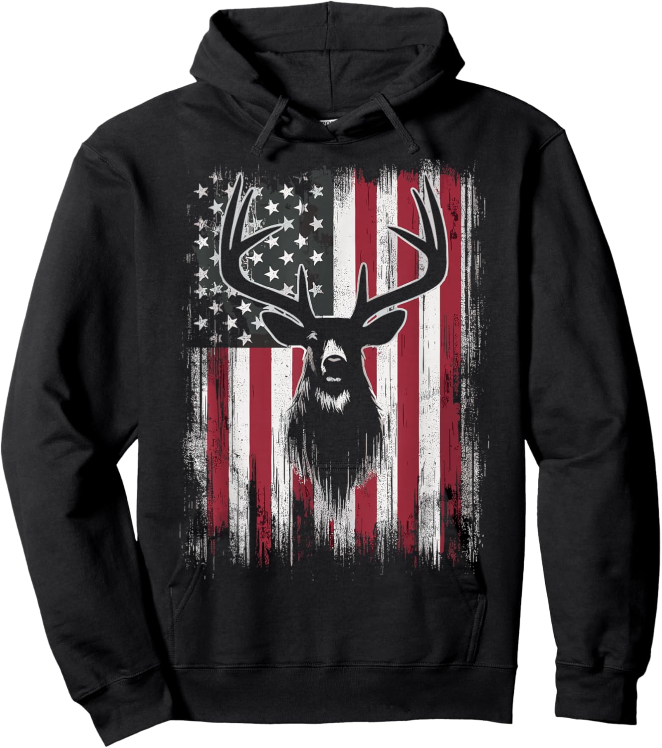 Deer Hunting American Flag Hoodie - Hoodie | Black