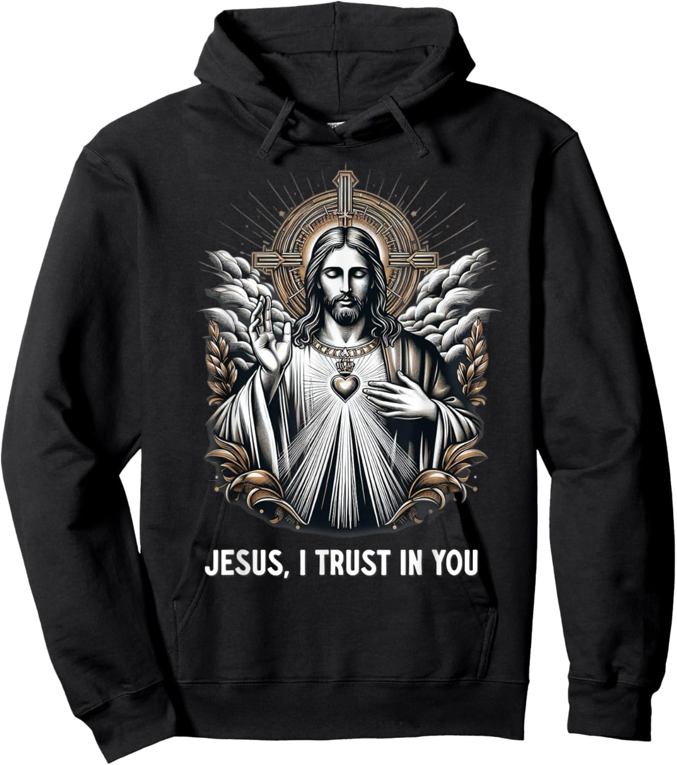 Jesus I Trust In You Divine Mercy Catholic Hoodie - Hoodie | Black