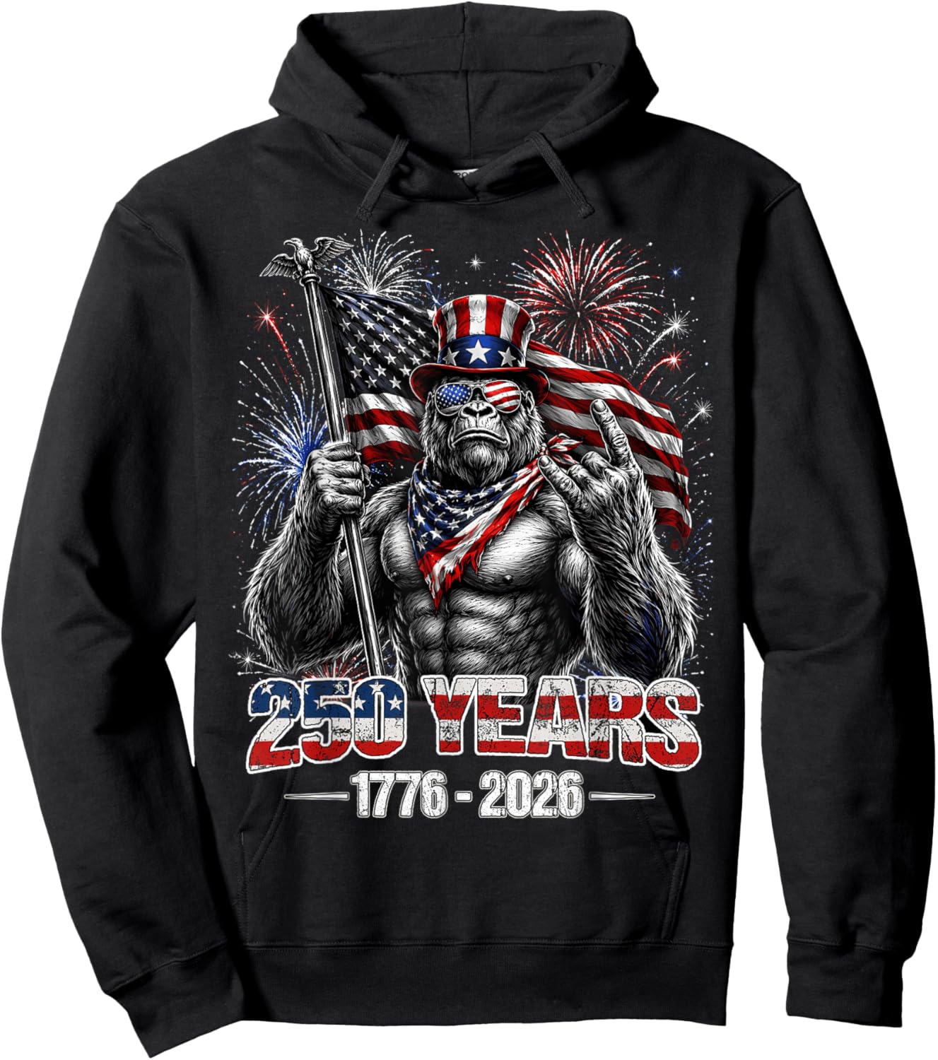 250 Years 1776 2026 American Patriotic 4th of July Hoodie - Hoodie | Black