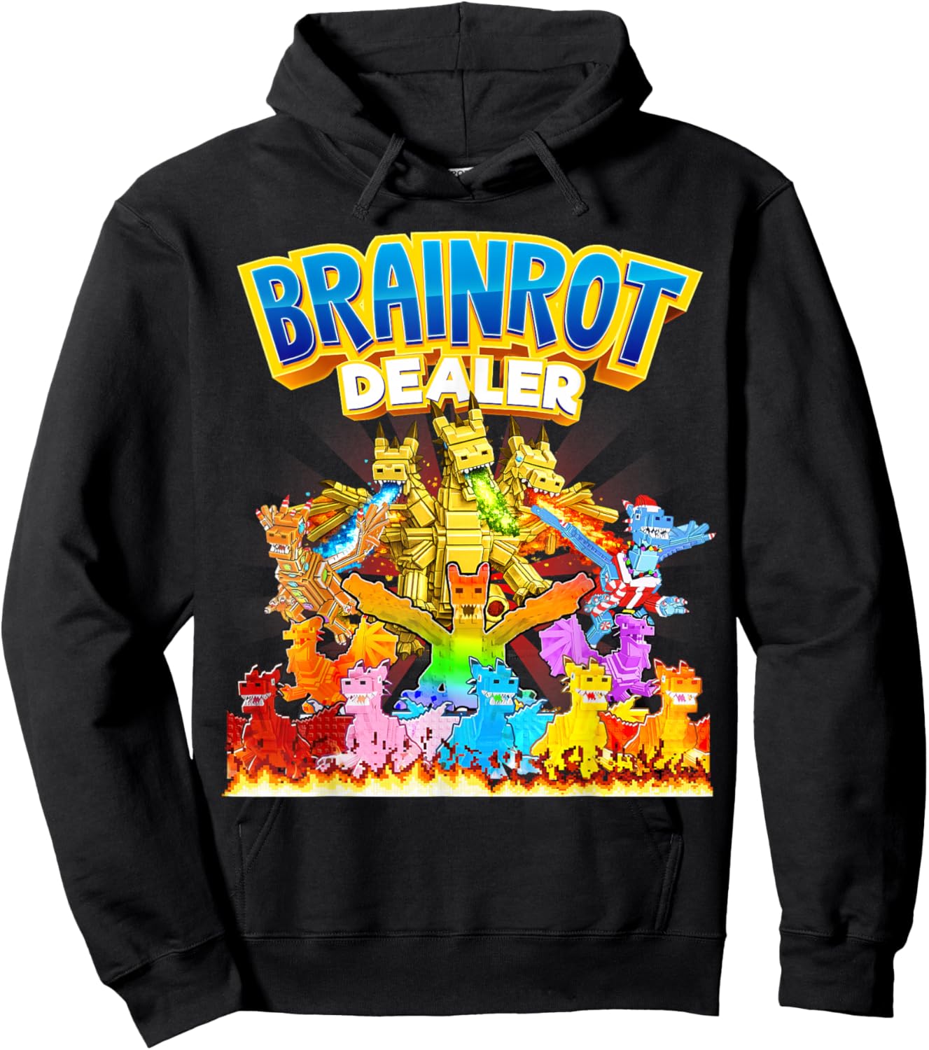 Funny Brainrot Dealer Dragon Cannelloni for Boys Kids Teens Hoodie - Hoodie | Black