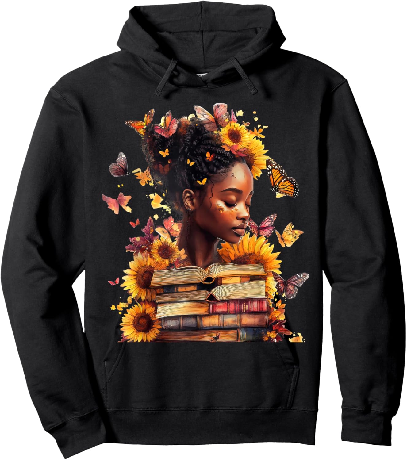 Queen Melanin Black Women Butterfly Sunflower Black History Hoodie - Hoodie | Black