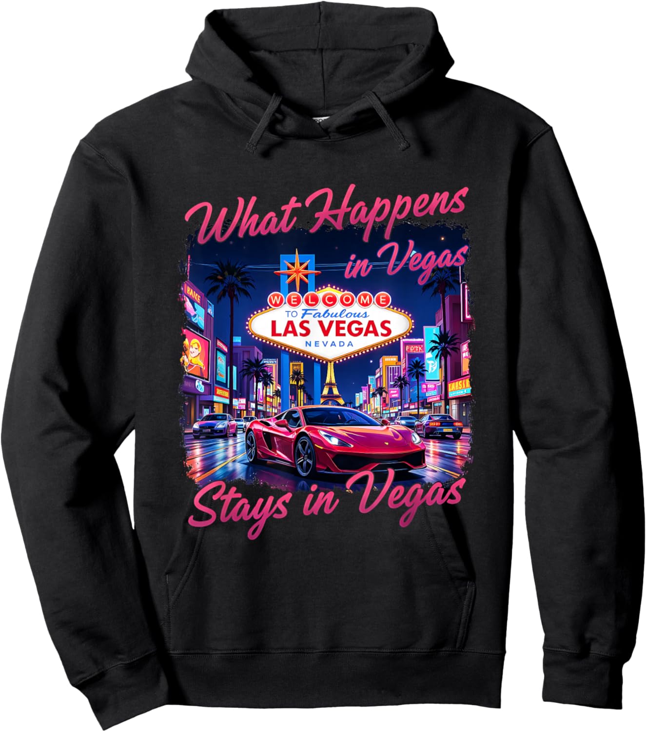 Retro Las Vegas Road Trip 2026 Souvenir Vacation Hoodie - Hoodie | Black