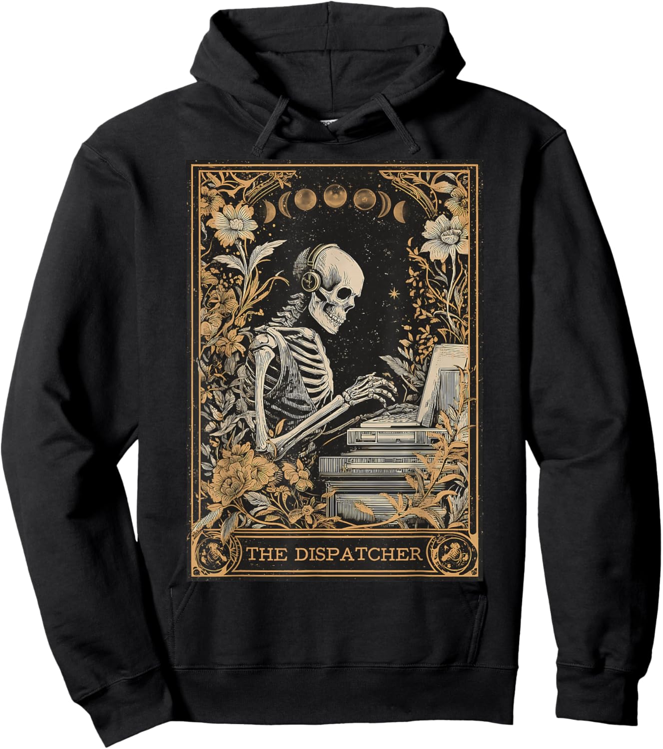 The Dispatcher 911 Dispatcher Operator Tarot Card Skeleton Hoodie - Hoodie | Black