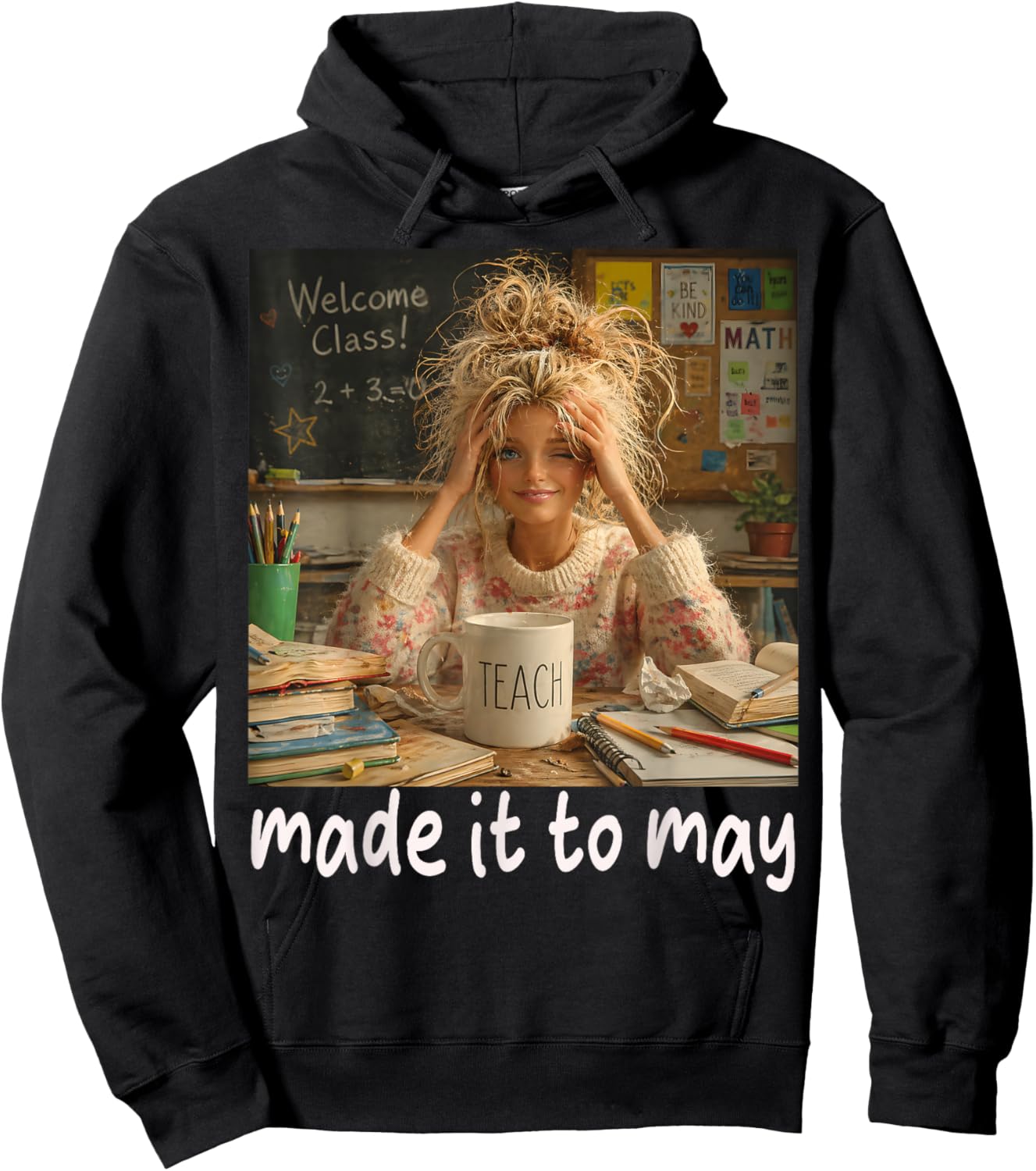 Vintage Made It to May Teacher Girls Meme Last Day of School Hoodie - Hoodie | Black