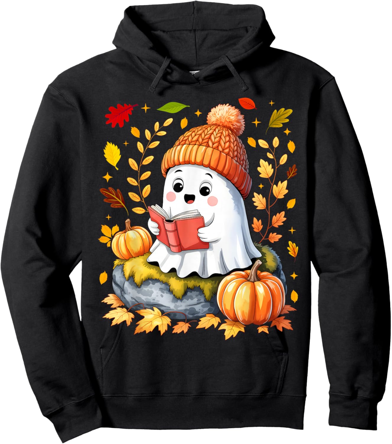 Cute Drinking Coffee Halloween Ghost Ice Hoodie - Hoodie | Black