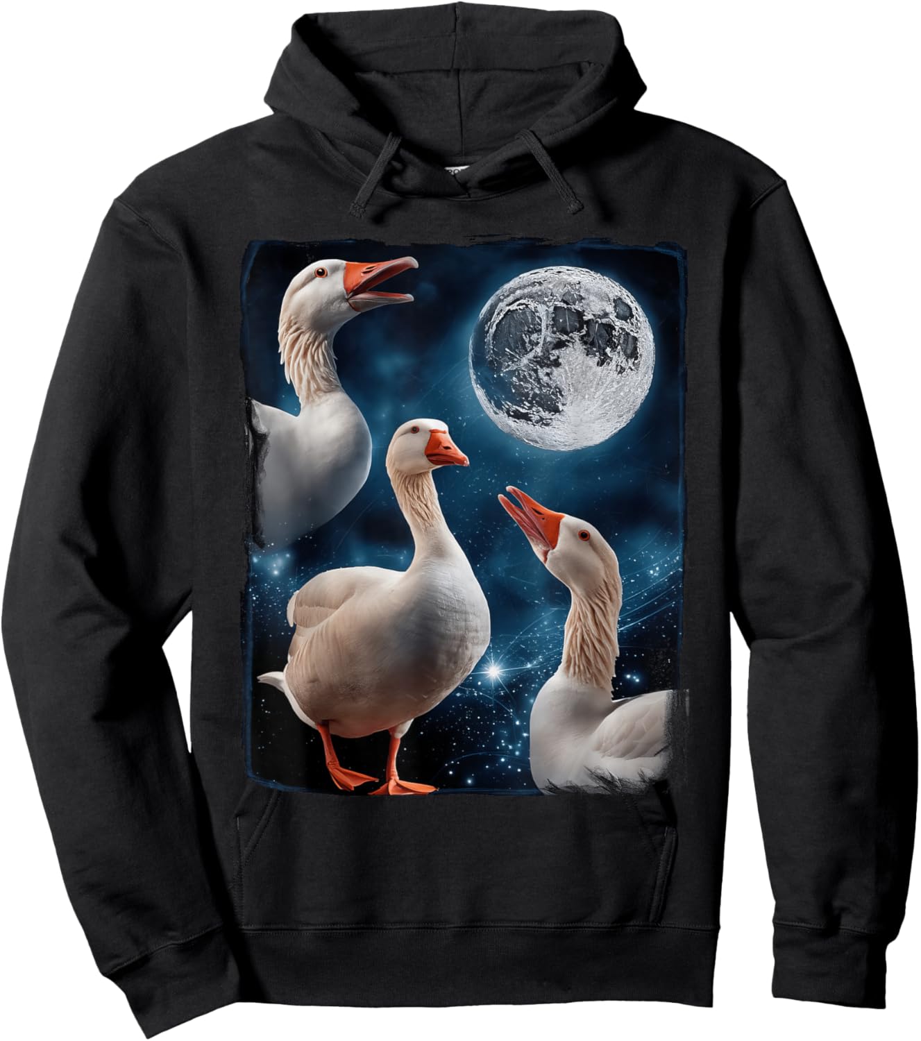 Goose Howling At Moon Hoodie - Hoodie | Black