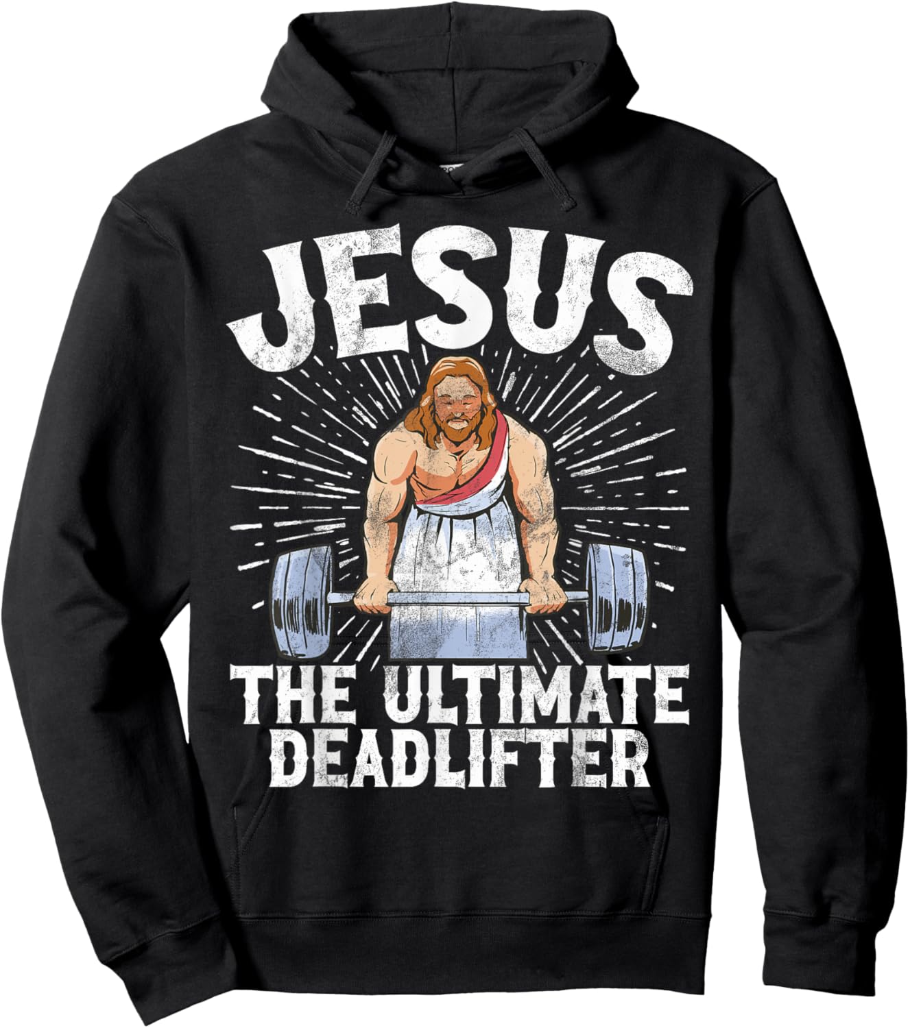 Jesus The Ultimate Deadlifter Christian Gym Weightlifting Hoodie - Hoodie | Black