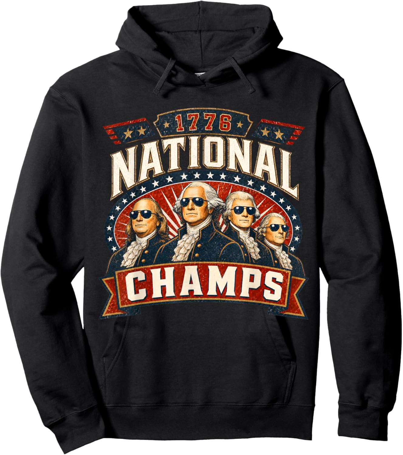 Retro 1776 National Champs Funny Patriotic America Hoodie - Hoodie | Black
