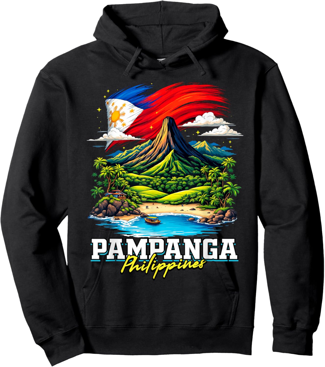 Pampanga Philippines Souvenir Filipino Flag Hoodie - Hoodie | Black