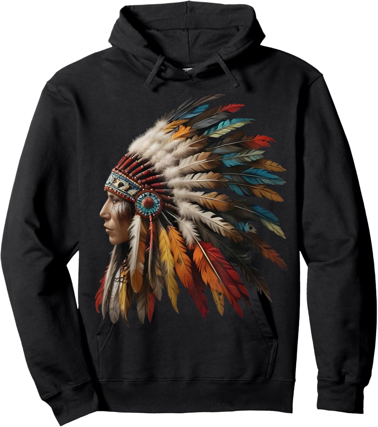 Native American Indian Headdress Graphic Women Hoodie - Hoodie | Black