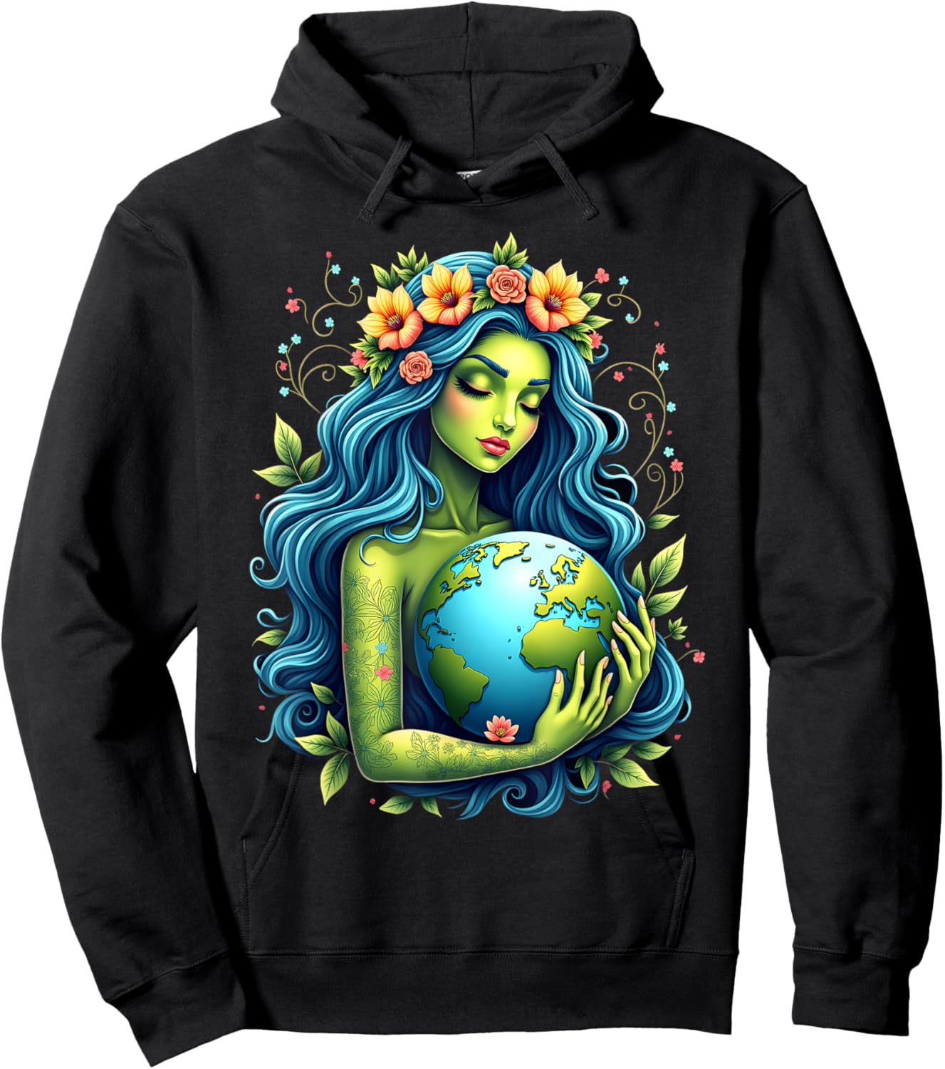 Green Mother Earth Day Gaia Save Our Planet Women Girl Kids Hoodie - Hoodie | Black