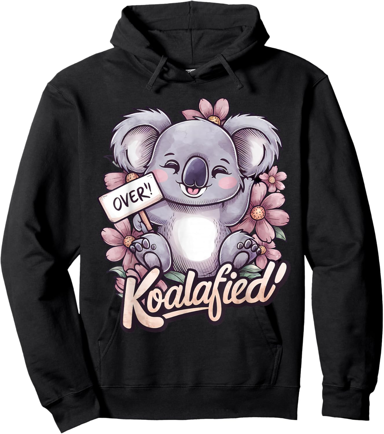 Over Koalafied Cute Girls Colorful Koala bear Kids Toddlers Hoodie - Hoodie | Black