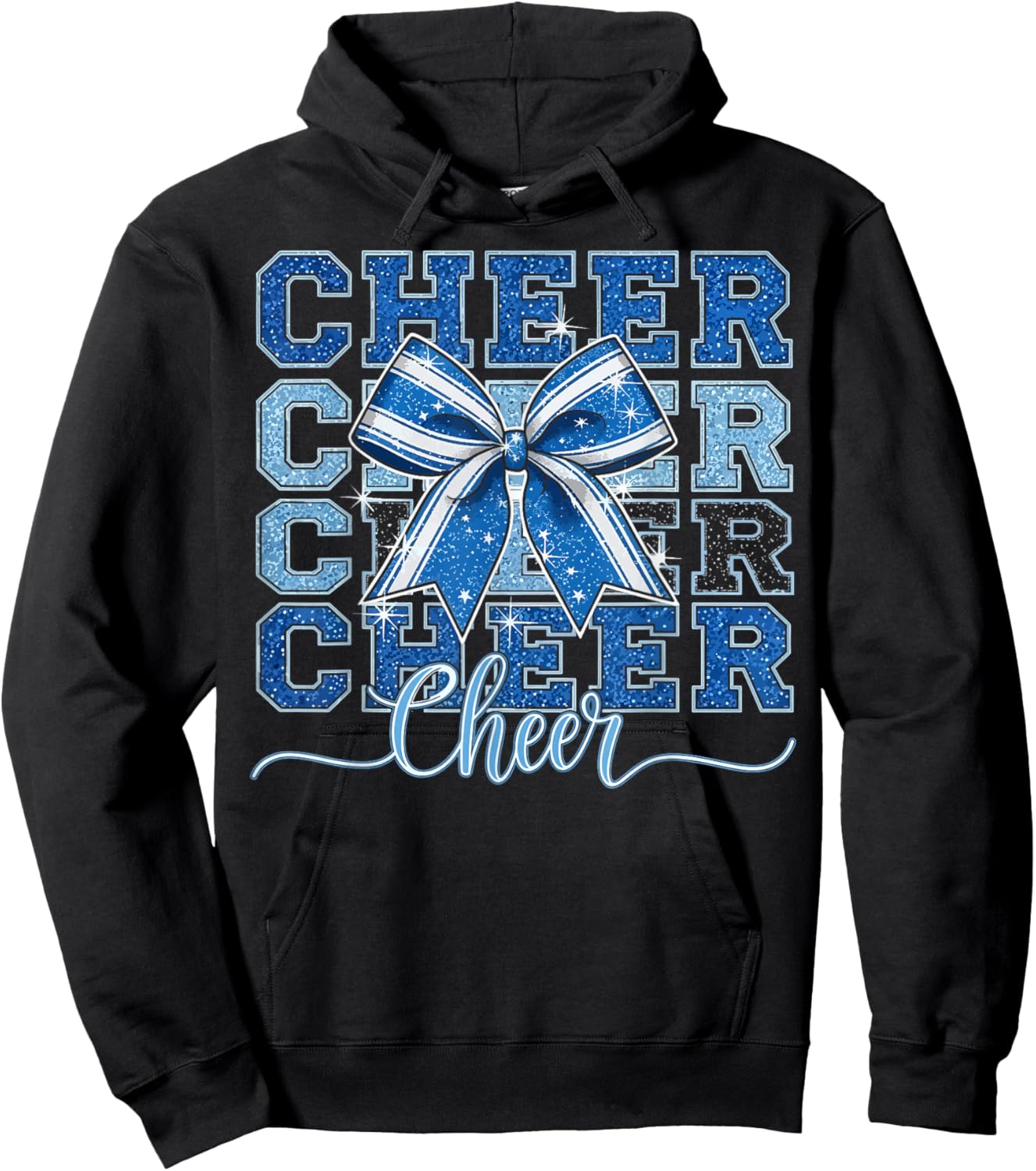 Coquette Cheer Bow Team Cheerleader Cheerleading Blue Hoodie - Hoodie | Black