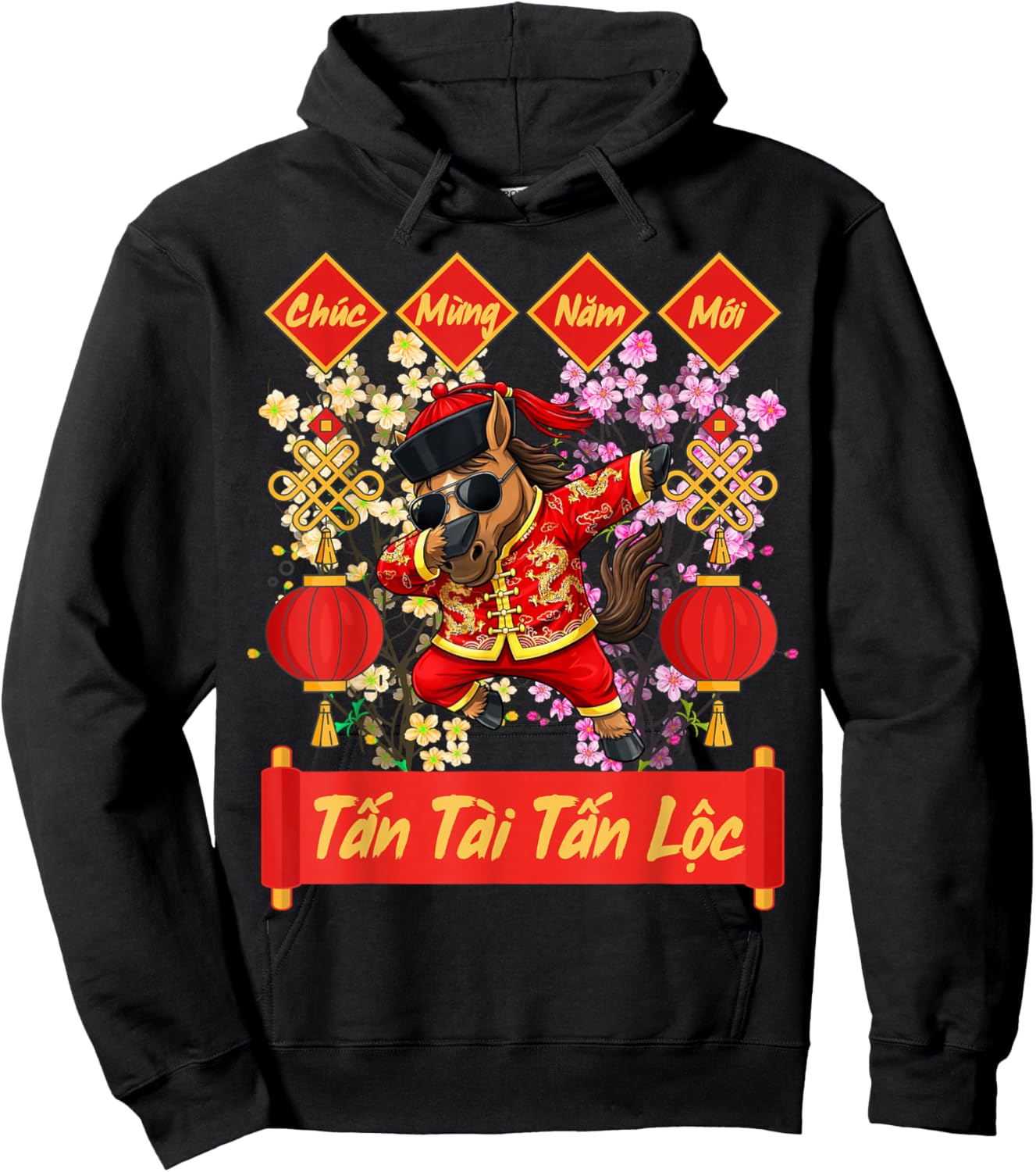 Vietnamese New Year Decorations | Tet 2026 Chuc Mung Nam Moi Hoodie - Hoodie | Black